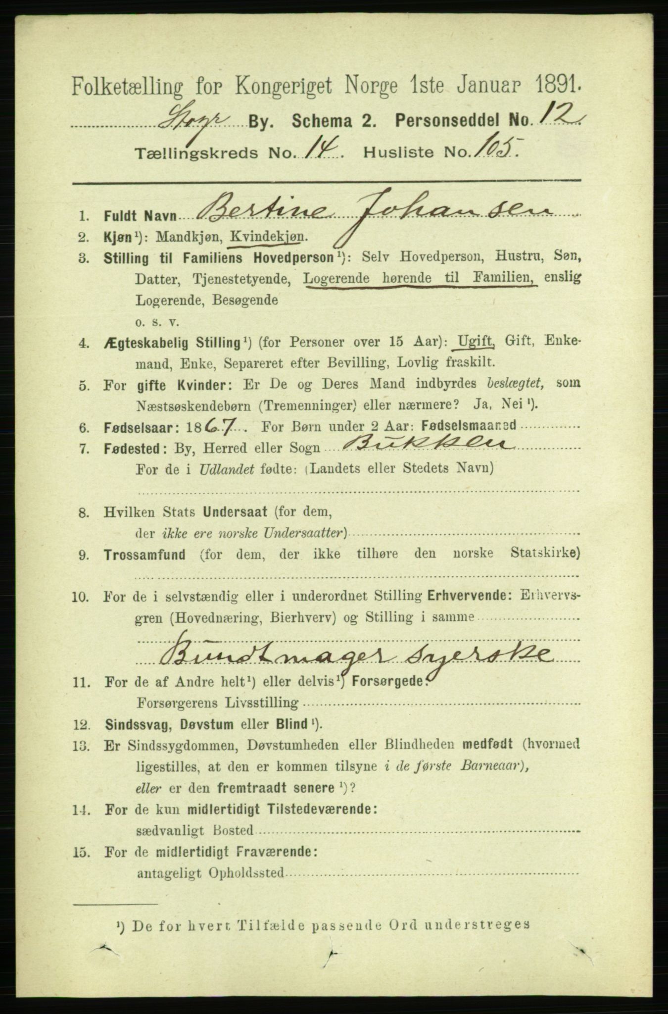 RA, 1891 census for 1103 Stavanger, 1891, p. 17850