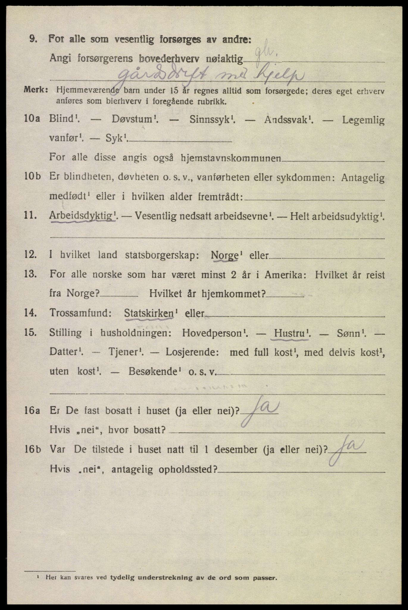 SAK, 1920 census for Lyngdal, 1920, p. 3458