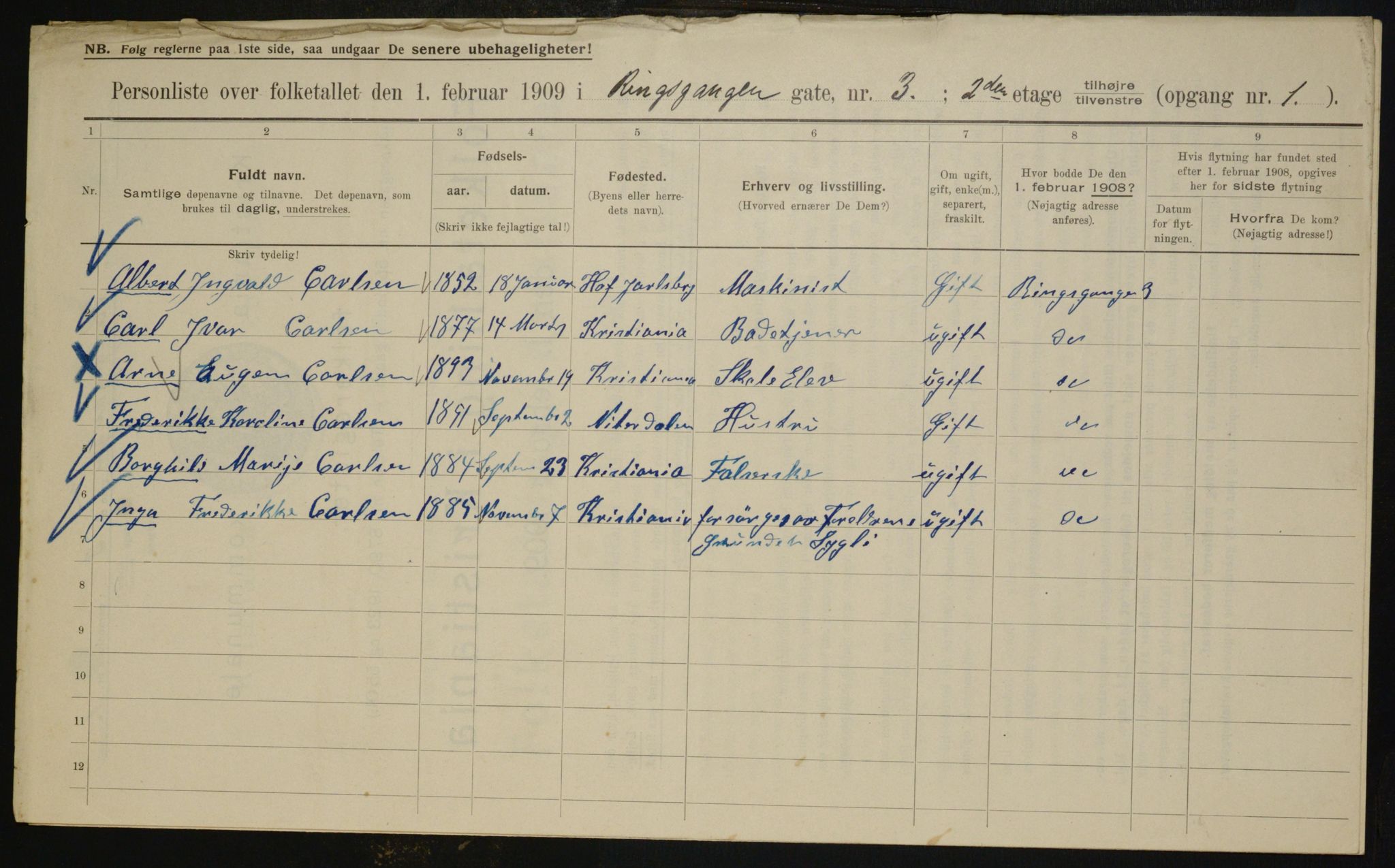 OBA, Municipal Census 1909 for Kristiania, 1909, p. 75408