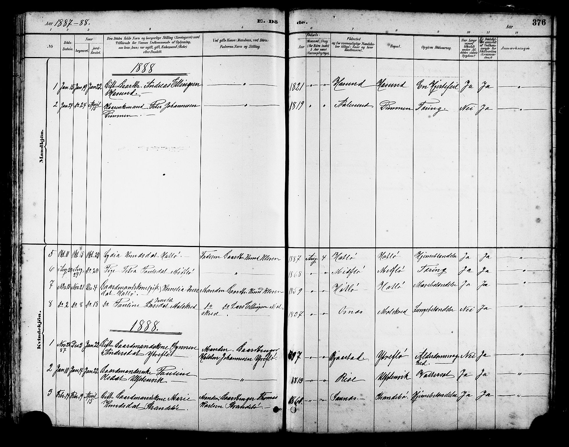 Ministerialprotokoller, klokkerbøker og fødselsregistre - Møre og Romsdal, AV/SAT-A-1454/509/L0112: Parish register (copy) no. 509C02, 1883-1922, p. 376