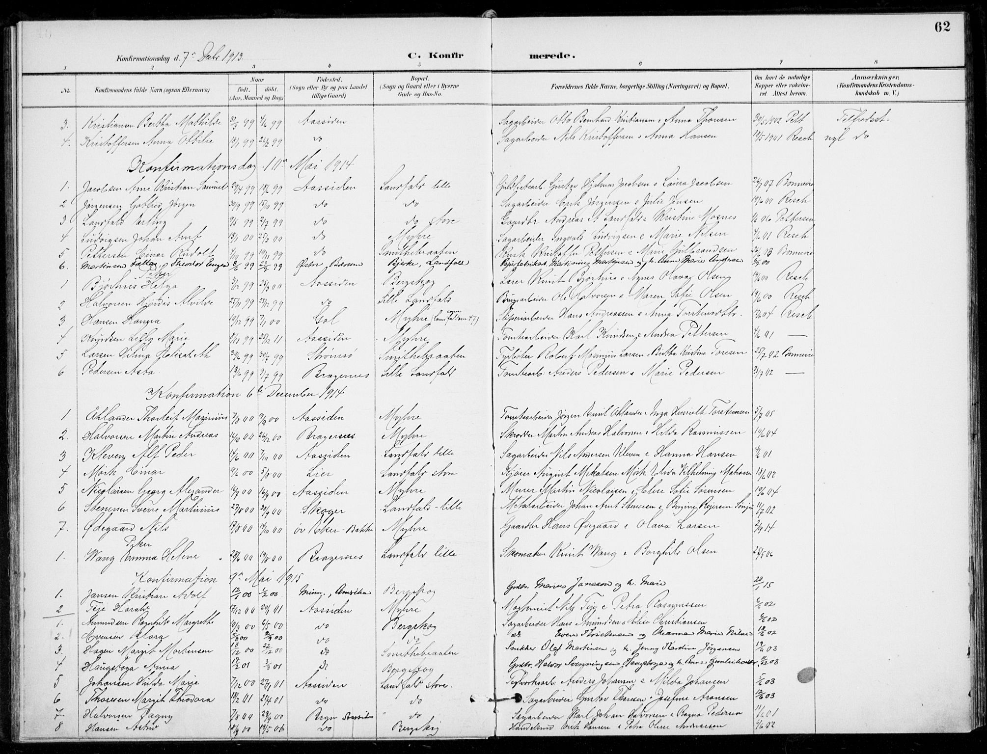 Åssiden kirkebøker, AV/SAKO-A-251/F/Fa/L0002: Parish register (official) no. 2, 1896-1916, p. 62