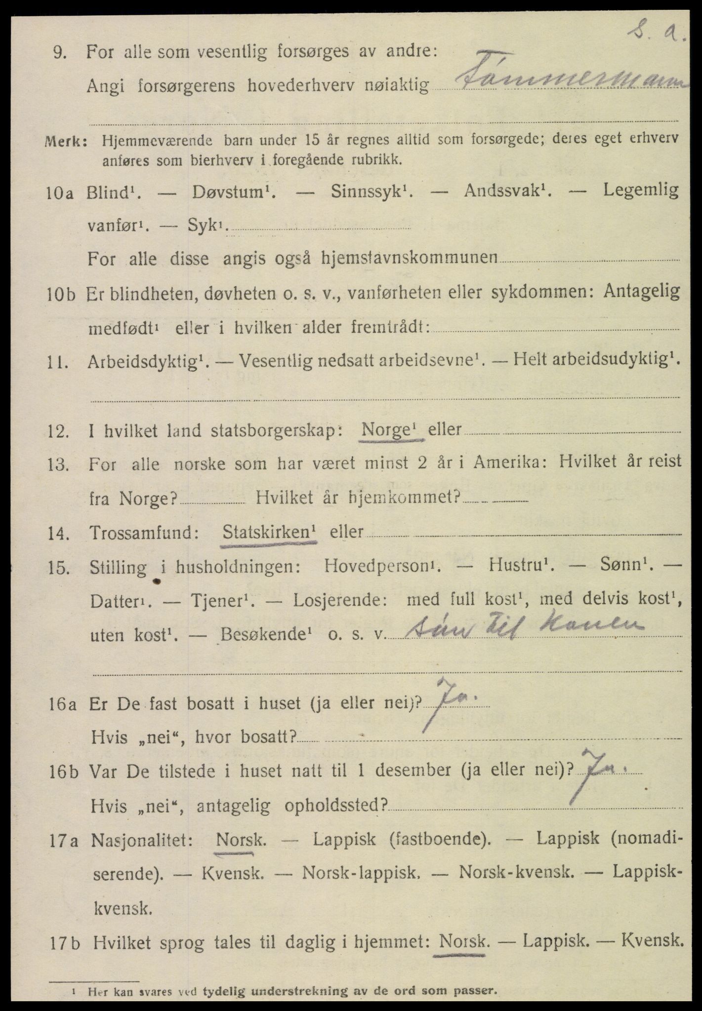 SAT, 1920 census for Verran, 1920, p. 1069