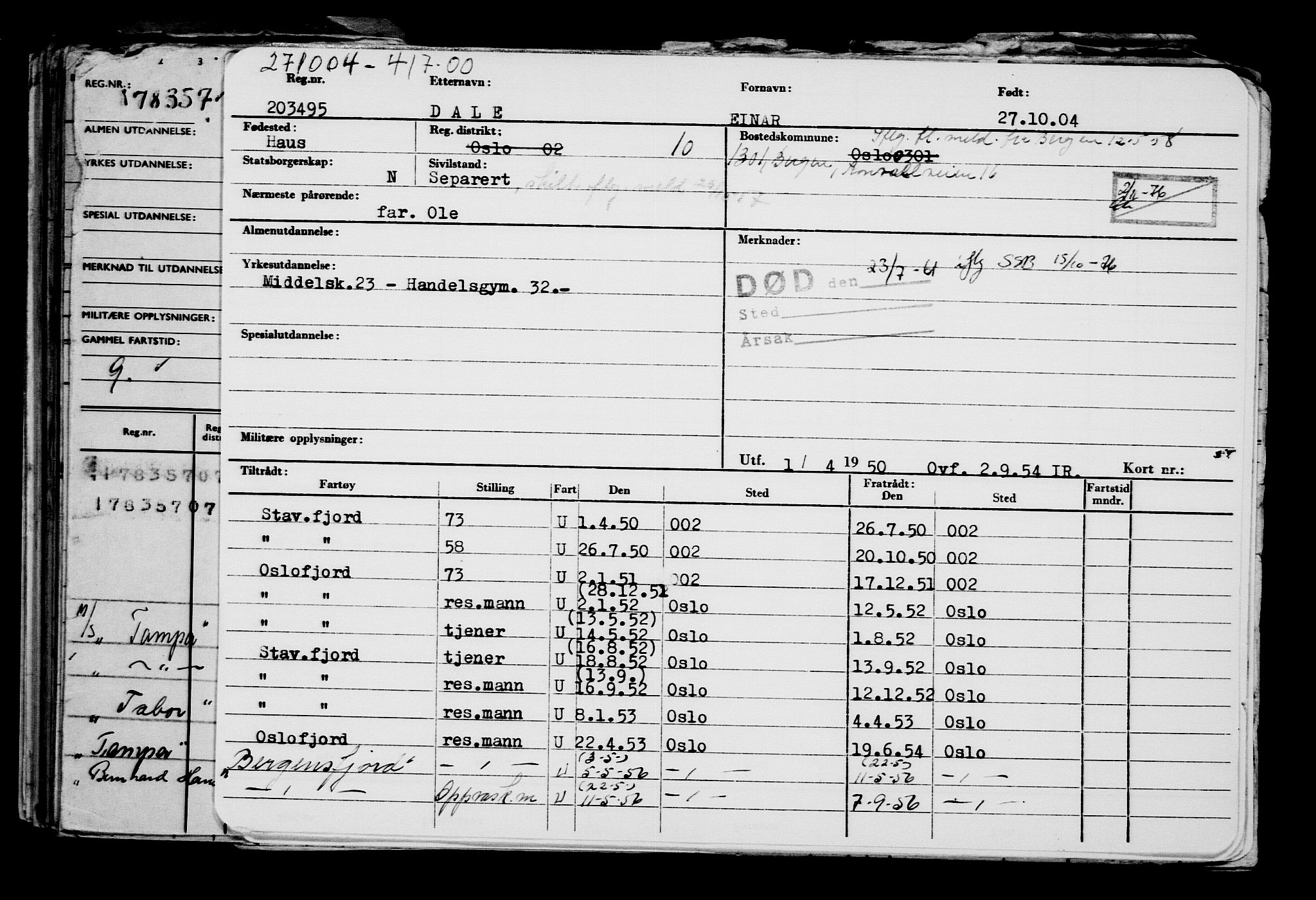 Direktoratet for sjømenn, RA/S-3545/G/Gb/L0056: Hovedkort, 1904, p. 280