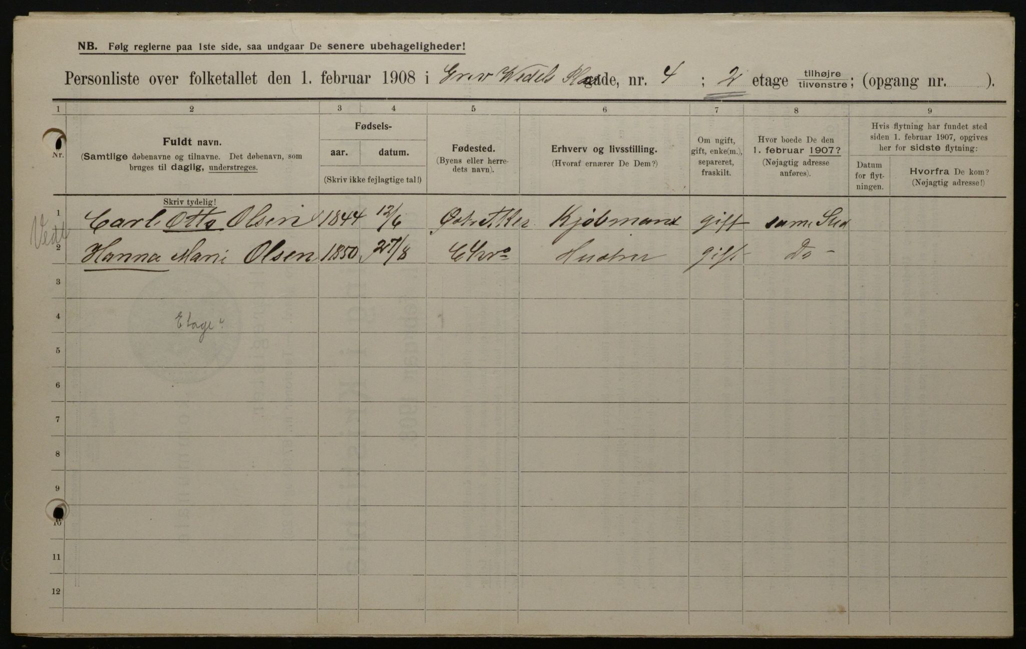 OBA, Municipal Census 1908 for Kristiania, 1908, p. 26909