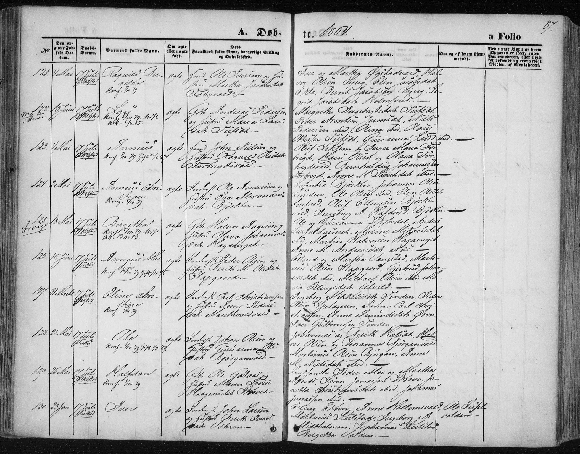 Ministerialprotokoller, klokkerbøker og fødselsregistre - Nord-Trøndelag, SAT/A-1458/723/L0241: Parish register (official) no. 723A10, 1860-1869, p. 87
