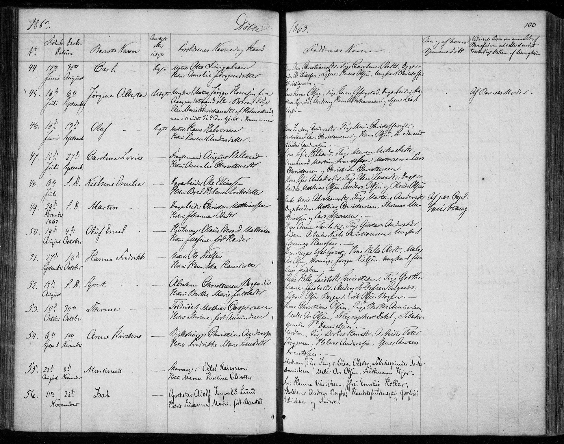Holmestrand kirkebøker, SAKO/A-346/F/Fa/L0002: Parish register (official) no. 2, 1840-1866, p. 100