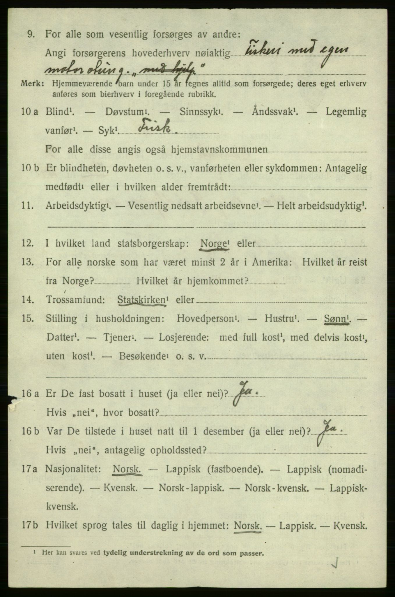 SATØ, 1920 census for Gamvik, 1920, p. 2973