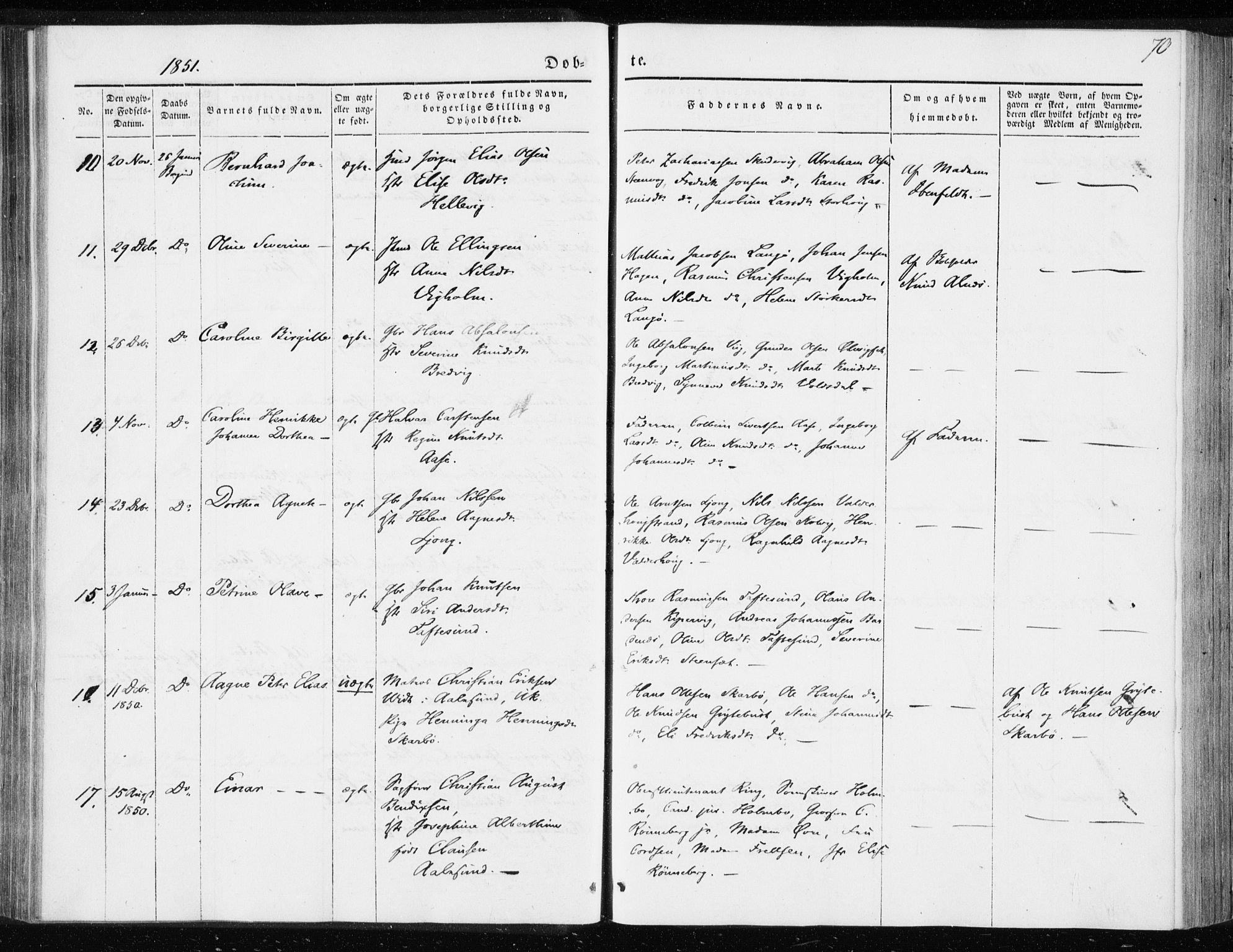 Ministerialprotokoller, klokkerbøker og fødselsregistre - Møre og Romsdal, AV/SAT-A-1454/528/L0415: Curate's parish register no. 528B03, 1843-1852, p. 70