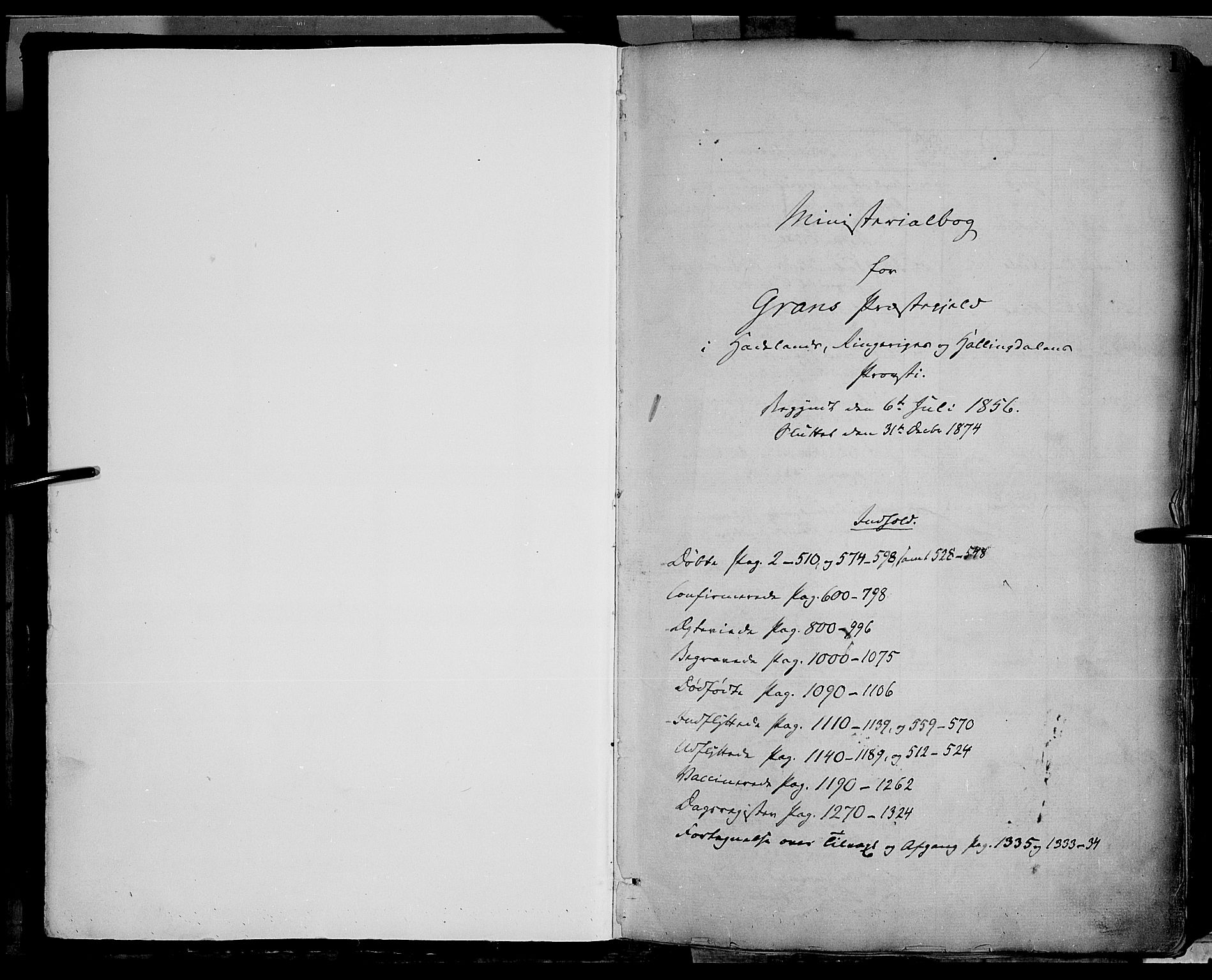 Gran prestekontor, SAH/PREST-112/H/Ha/Haa/L0012: Parish register (official) no. 12, 1856-1874