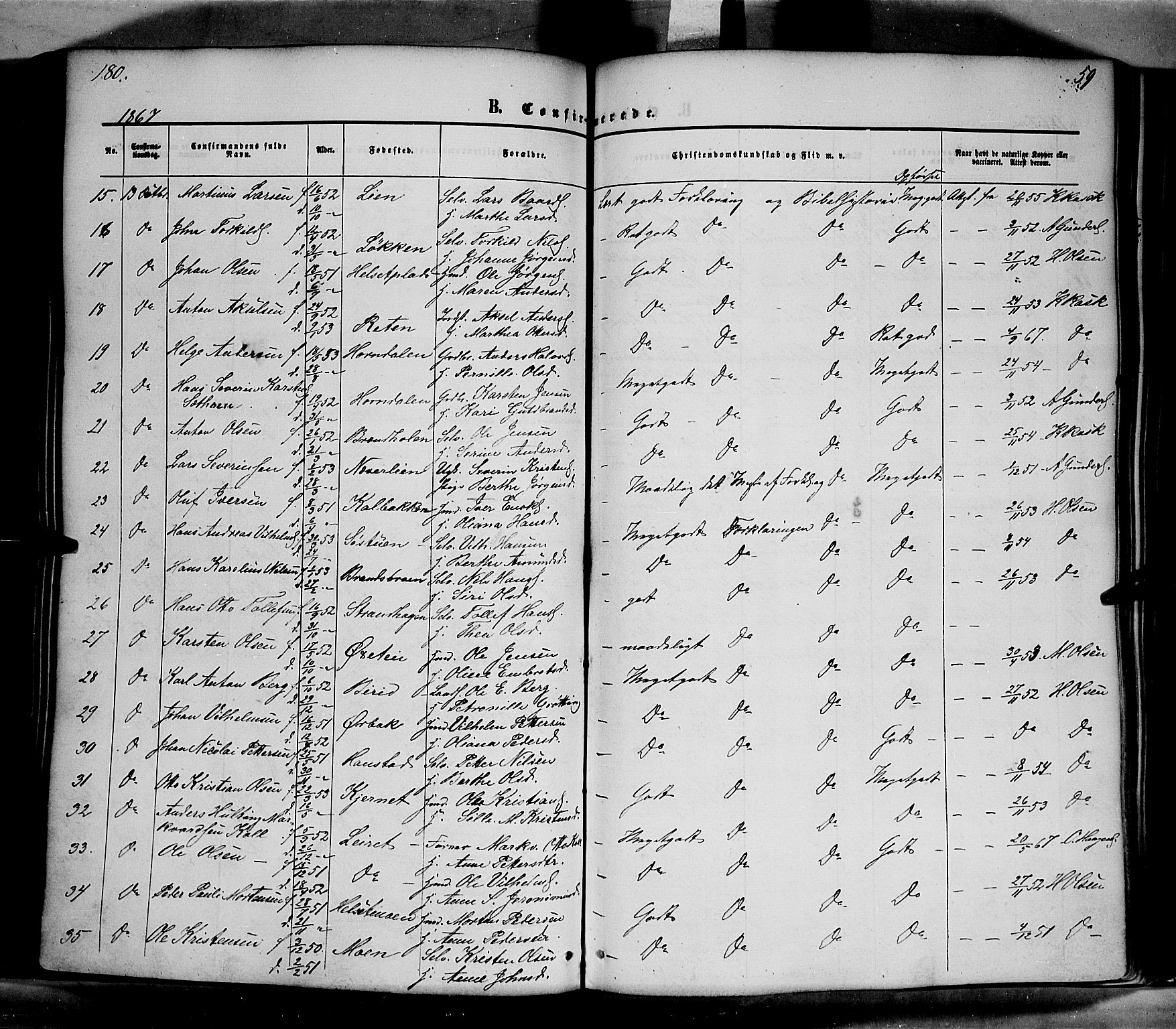 Elverum prestekontor, AV/SAH-PREST-044/H/Ha/Haa/L0010: Parish register (official) no. 10, 1857-1868, p. 180