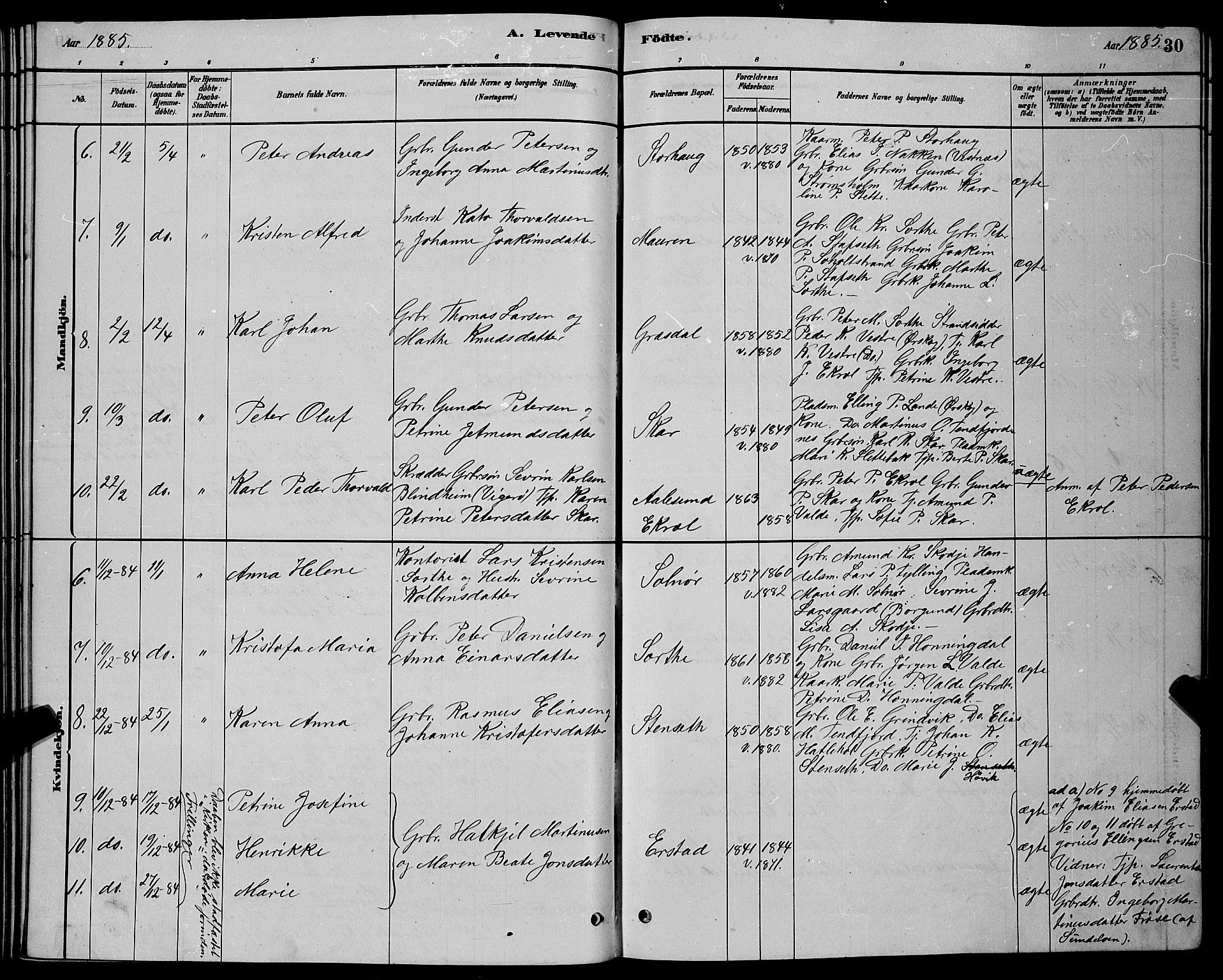 Ministerialprotokoller, klokkerbøker og fødselsregistre - Møre og Romsdal, AV/SAT-A-1454/524/L0365: Parish register (copy) no. 524C06, 1880-1899, p. 30