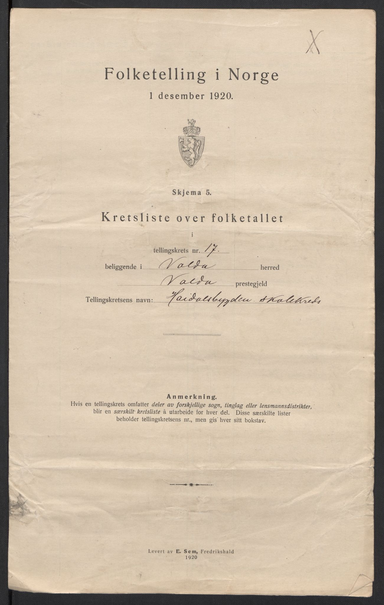 SAT, 1920 census for Volda, 1920, p. 54