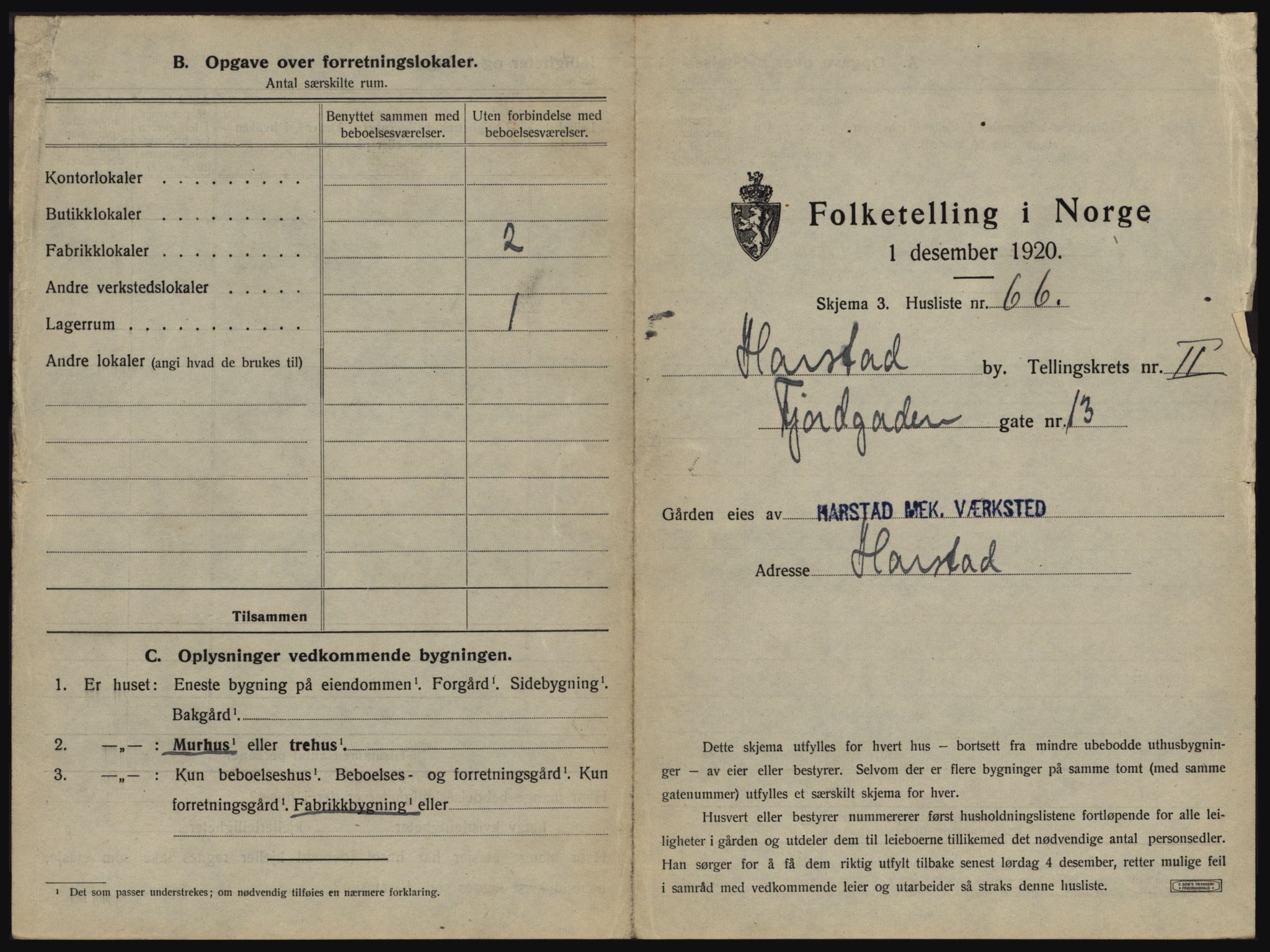 SATØ, 1920 census for Harstad, 1920, p. 235