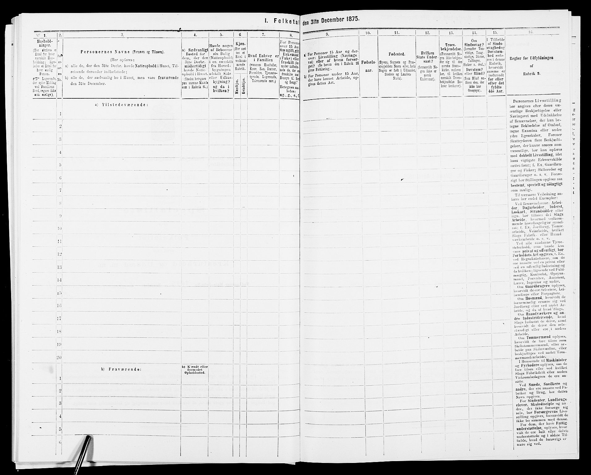 SAK, 1875 census for 0926L Vestre Moland/Vestre Moland, 1875, p. 387