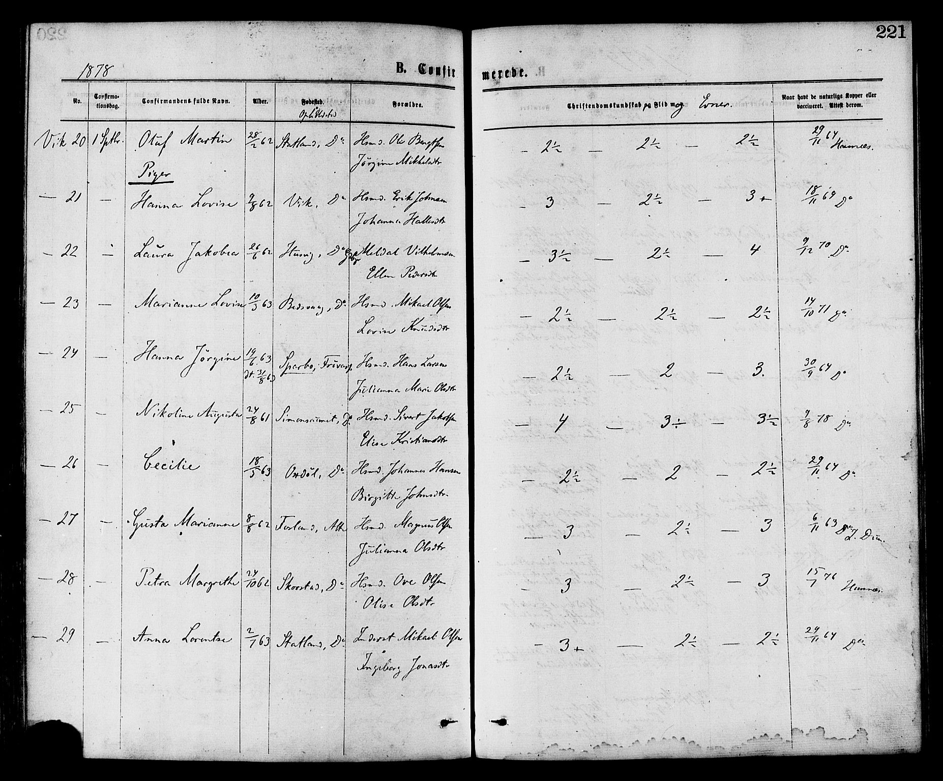 Ministerialprotokoller, klokkerbøker og fødselsregistre - Nord-Trøndelag, SAT/A-1458/773/L0616: Parish register (official) no. 773A07, 1870-1887, p. 221