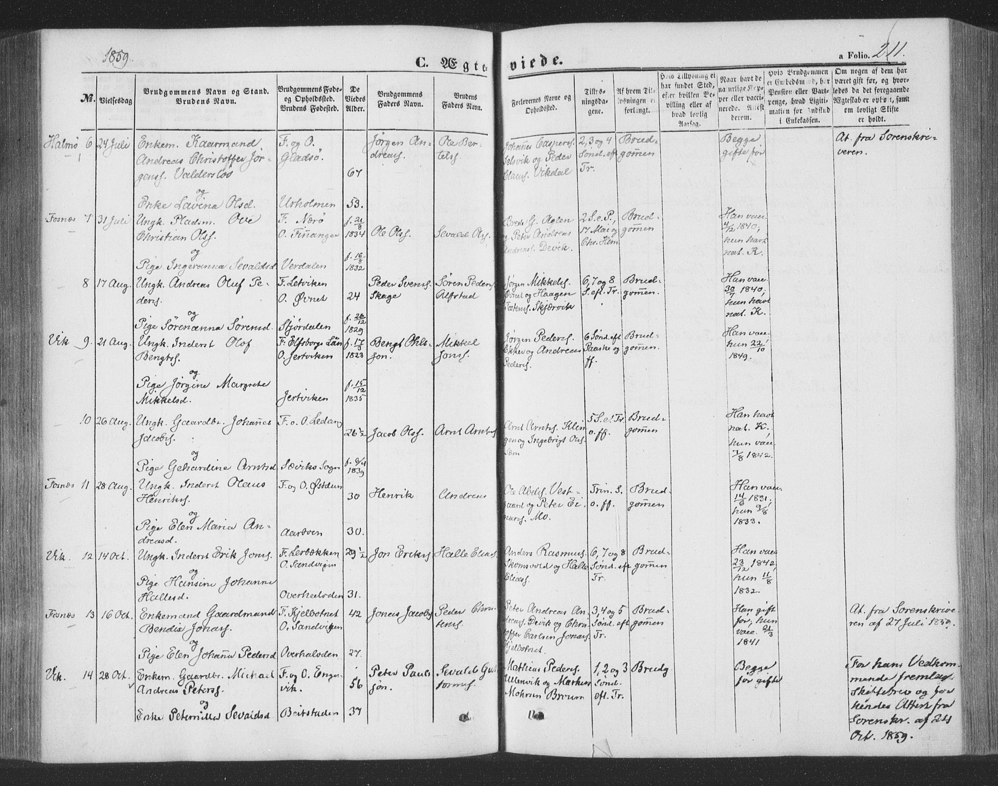 Ministerialprotokoller, klokkerbøker og fødselsregistre - Nord-Trøndelag, AV/SAT-A-1458/773/L0615: Parish register (official) no. 773A06, 1857-1870, p. 211