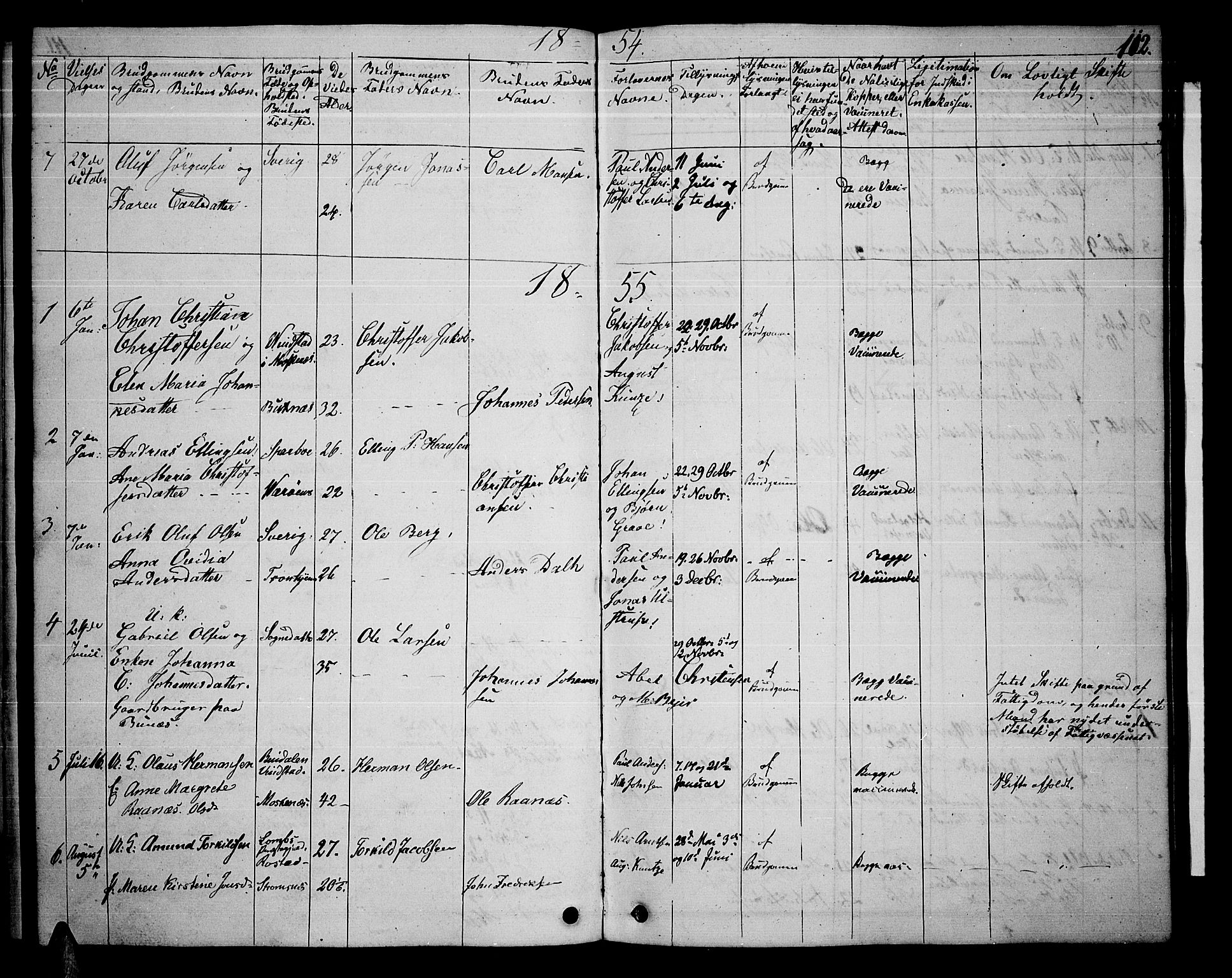 Ministerialprotokoller, klokkerbøker og fødselsregistre - Nordland, AV/SAT-A-1459/886/L1224: Parish register (copy) no. 886C01, 1843-1873, p. 112