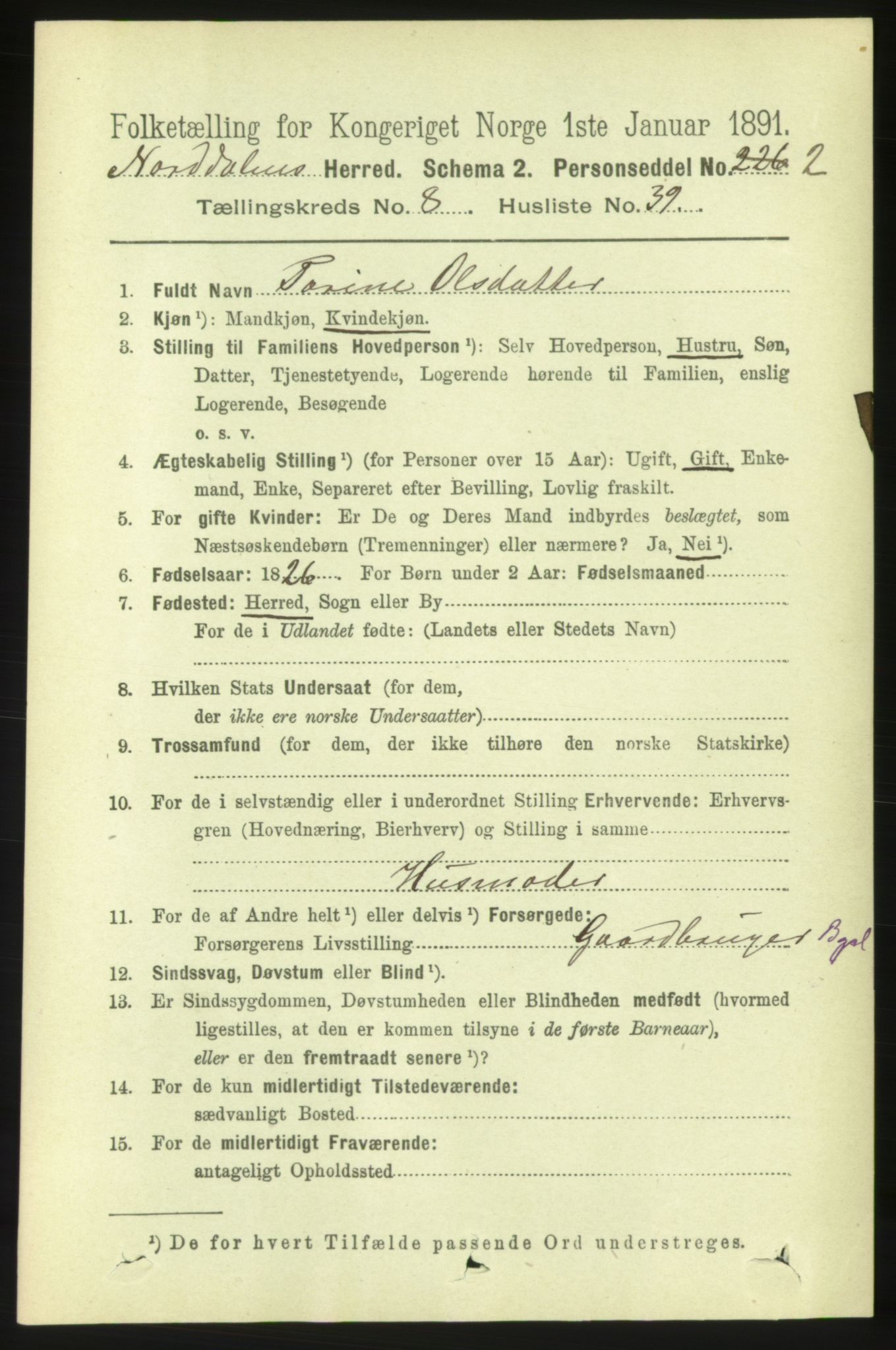 RA, 1891 census for 1524 Norddal, 1891, p. 1785