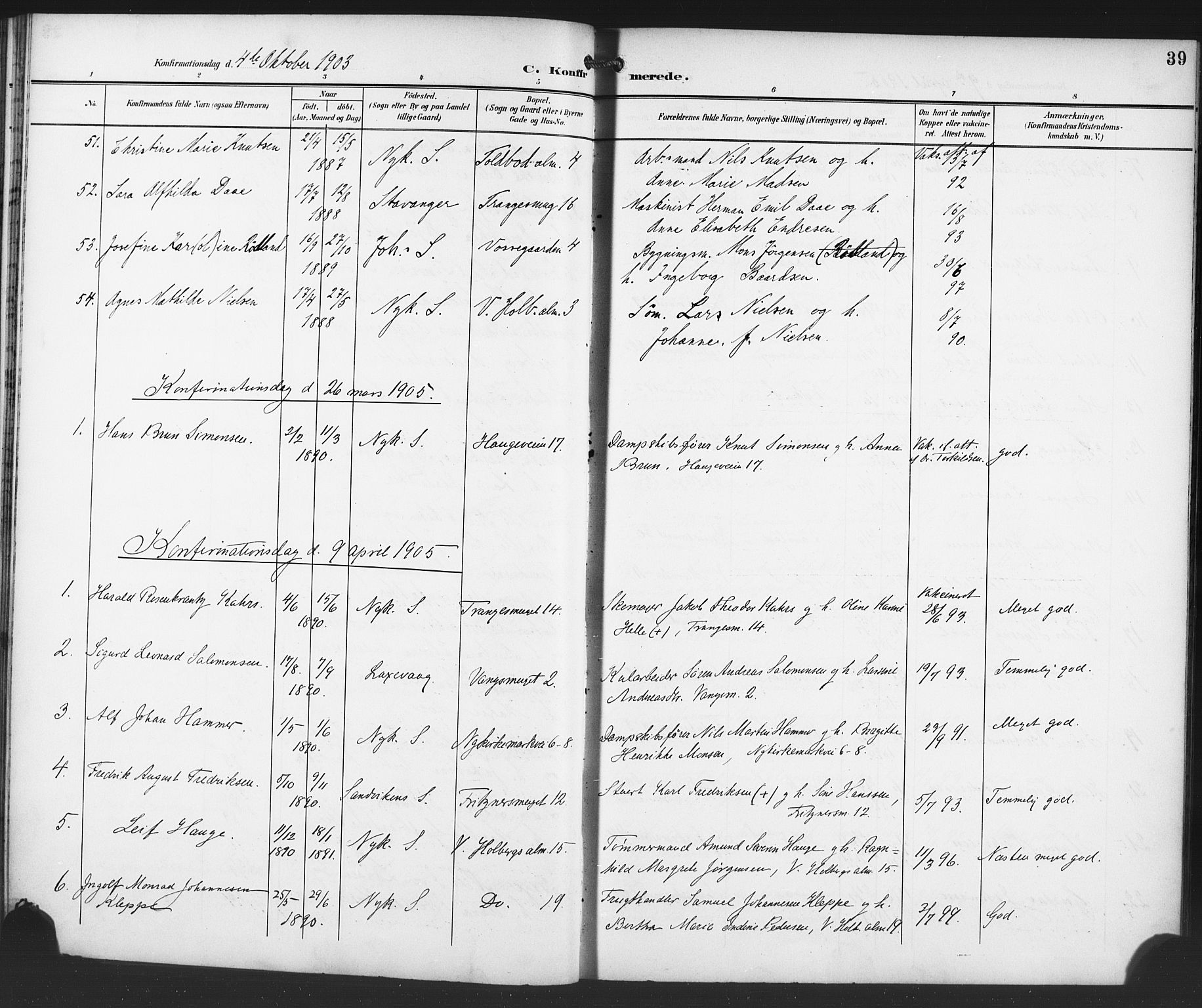 Nykirken Sokneprestembete, SAB/A-77101/H/Haa/L0064: Curate's parish register no. A 1, 1899-1918, p. 39
