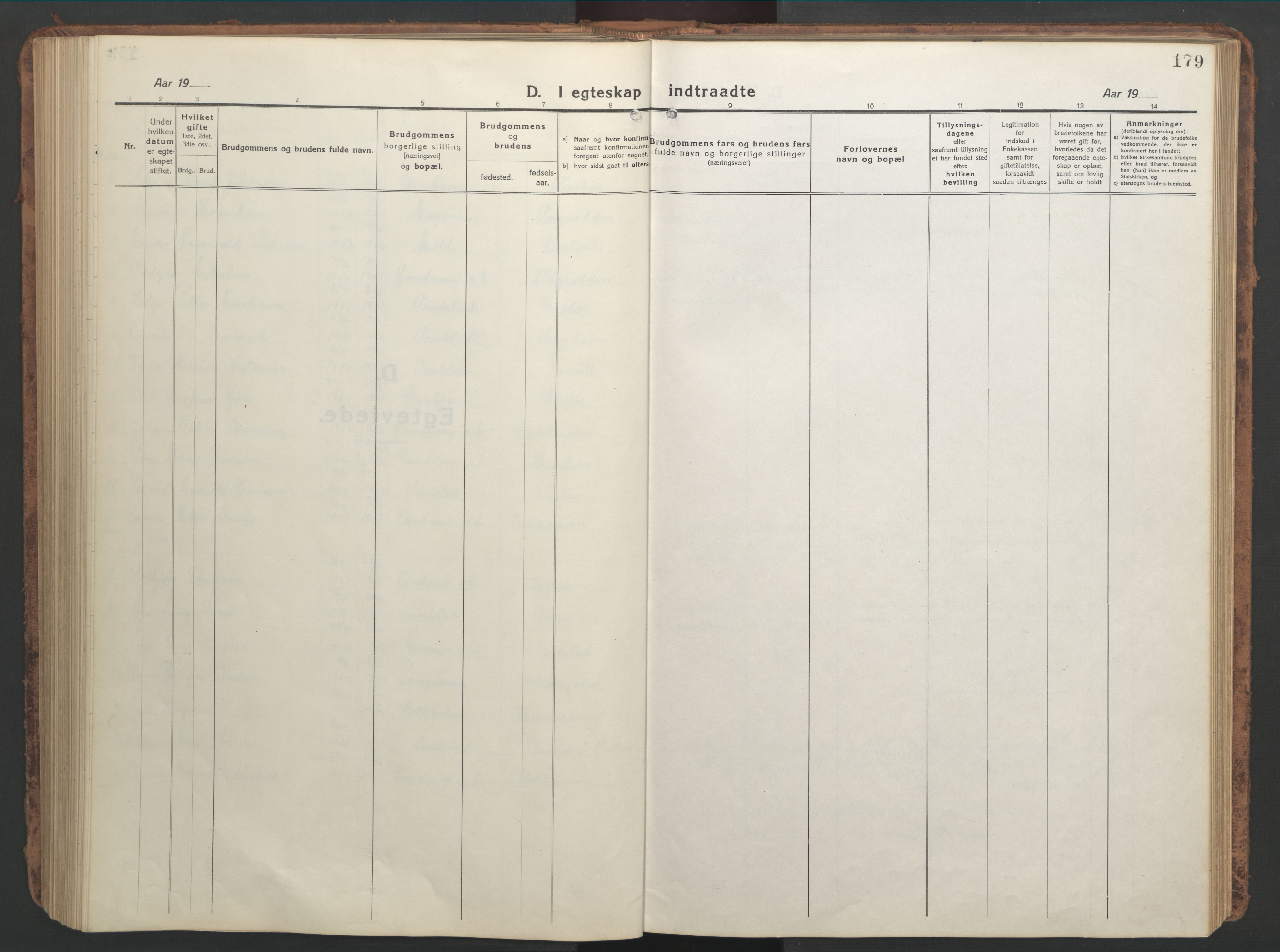 Ministerialprotokoller, klokkerbøker og fødselsregistre - Nordland, AV/SAT-A-1459/819/L0278: Parish register (copy) no. 819C04, 1917-1967, p. 179