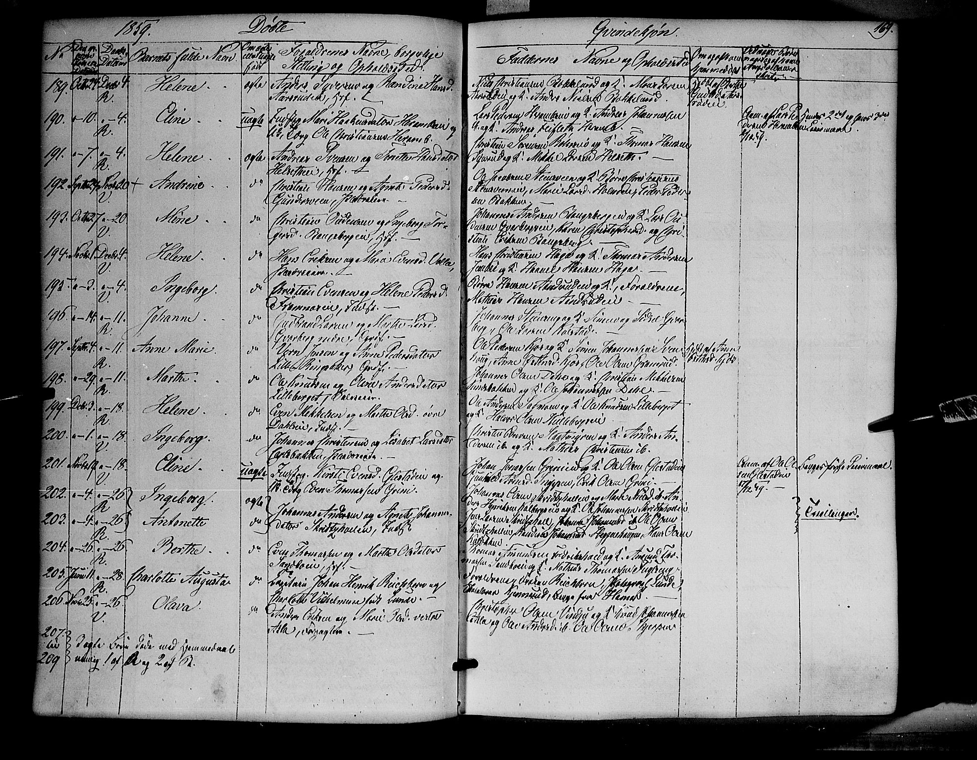 Ringsaker prestekontor, SAH/PREST-014/K/Ka/L0009: Parish register (official) no. 9, 1850-1860, p. 169
