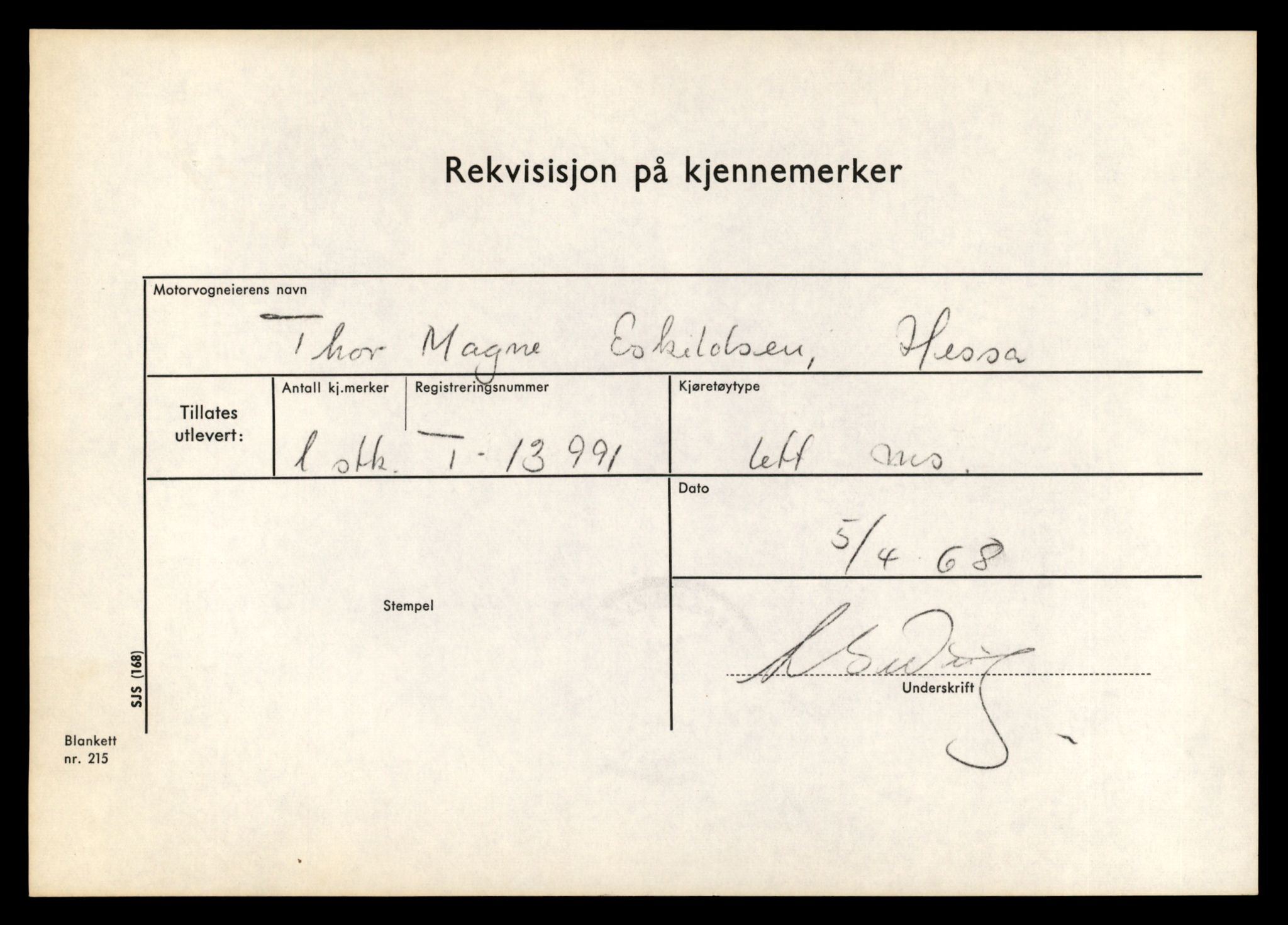 Møre og Romsdal vegkontor - Ålesund trafikkstasjon, AV/SAT-A-4099/F/Fe/L0042: Registreringskort for kjøretøy T 13906 - T 14079, 1927-1998, p. 1237