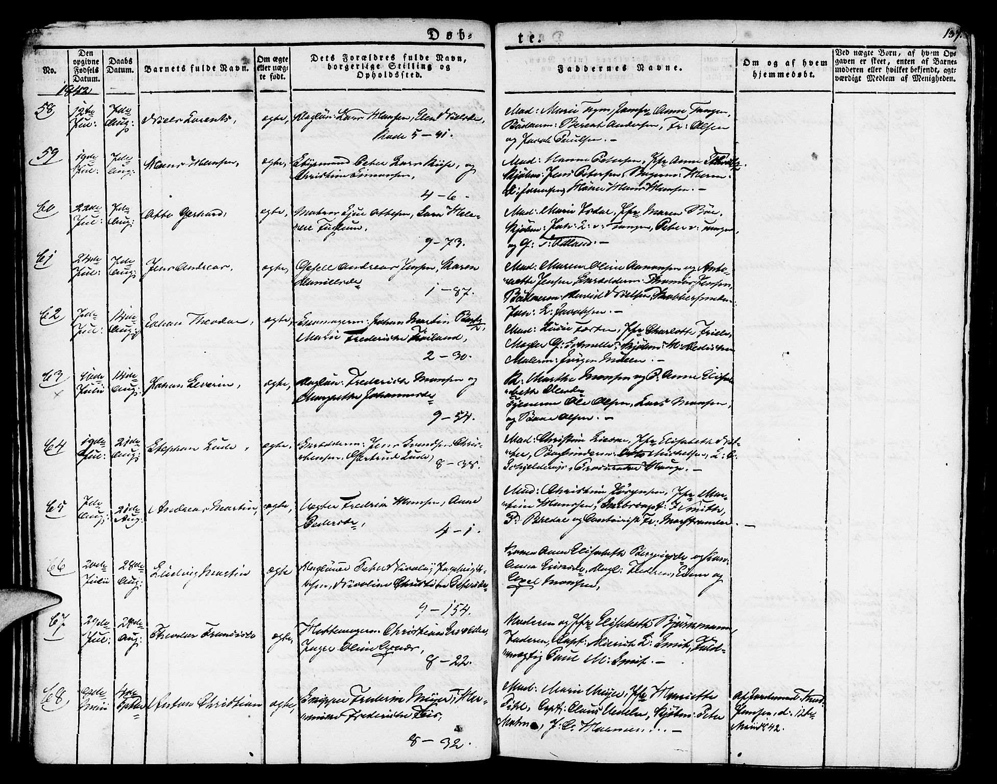 Nykirken Sokneprestembete, AV/SAB-A-77101/H/Haa/L0012: Parish register (official) no. A 12, 1821-1844, p. 137