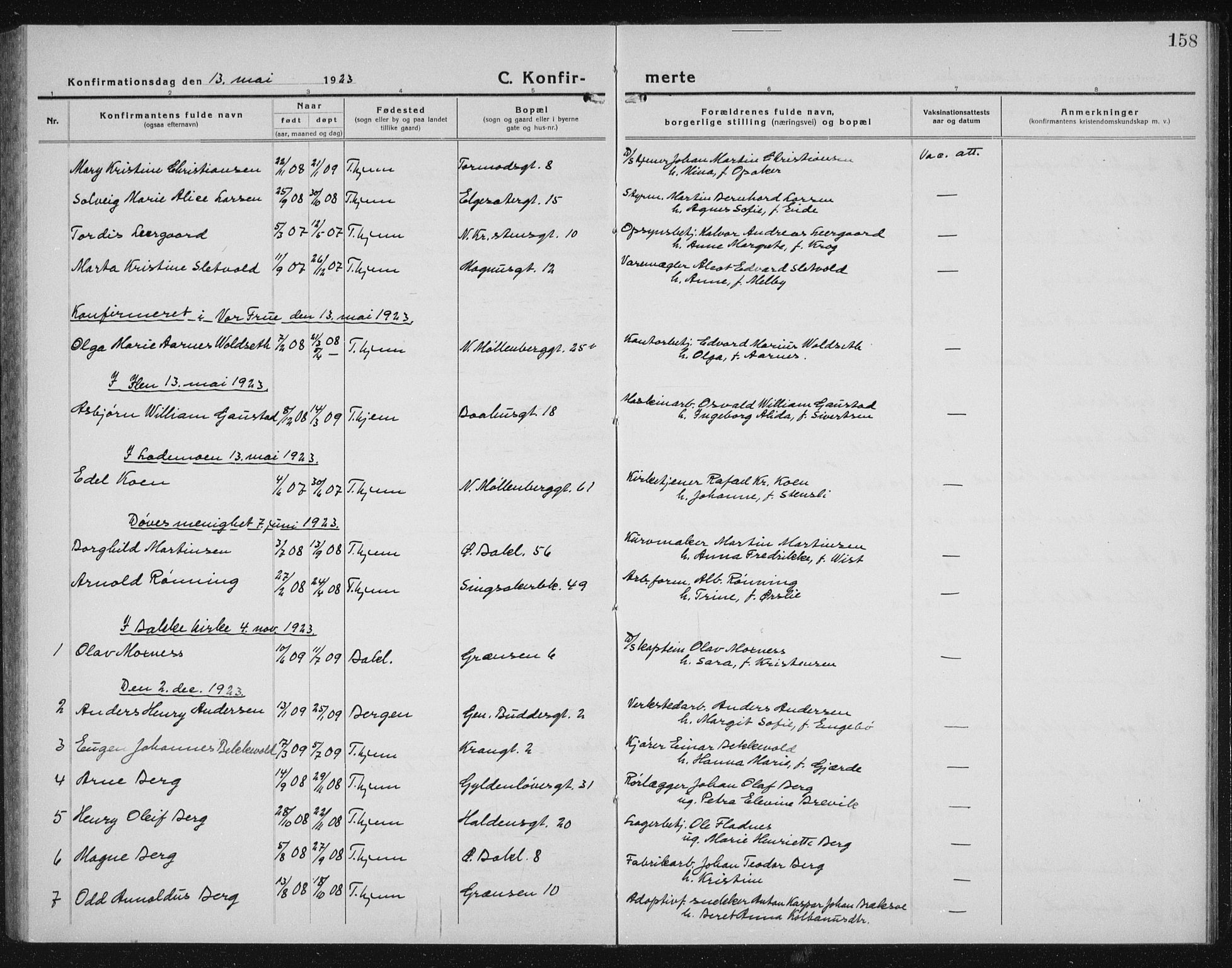 Ministerialprotokoller, klokkerbøker og fødselsregistre - Sør-Trøndelag, AV/SAT-A-1456/604/L0227: Parish register (copy) no. 604C10, 1923-1942, p. 158