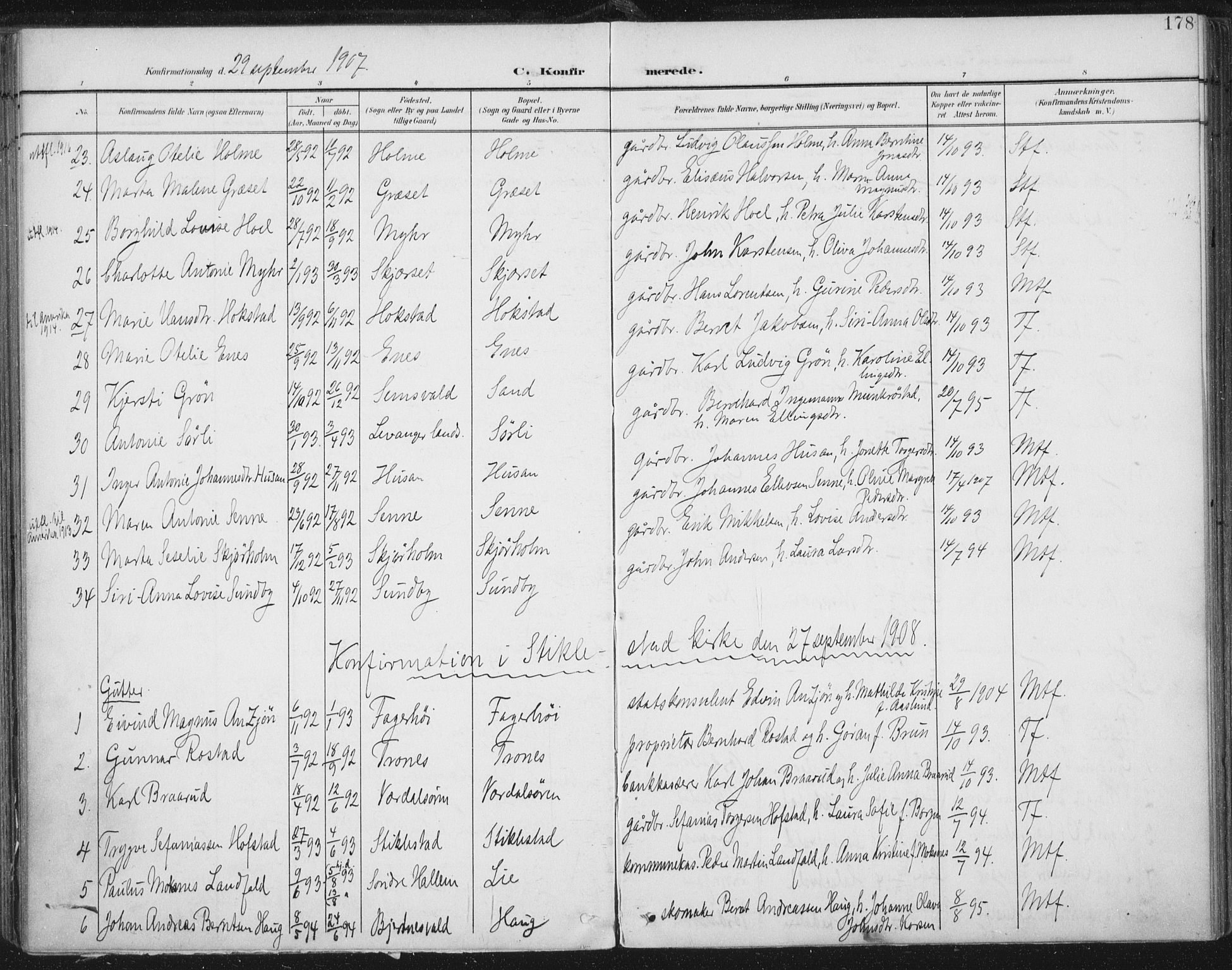 Ministerialprotokoller, klokkerbøker og fødselsregistre - Nord-Trøndelag, SAT/A-1458/723/L0246: Parish register (official) no. 723A15, 1900-1917, p. 178