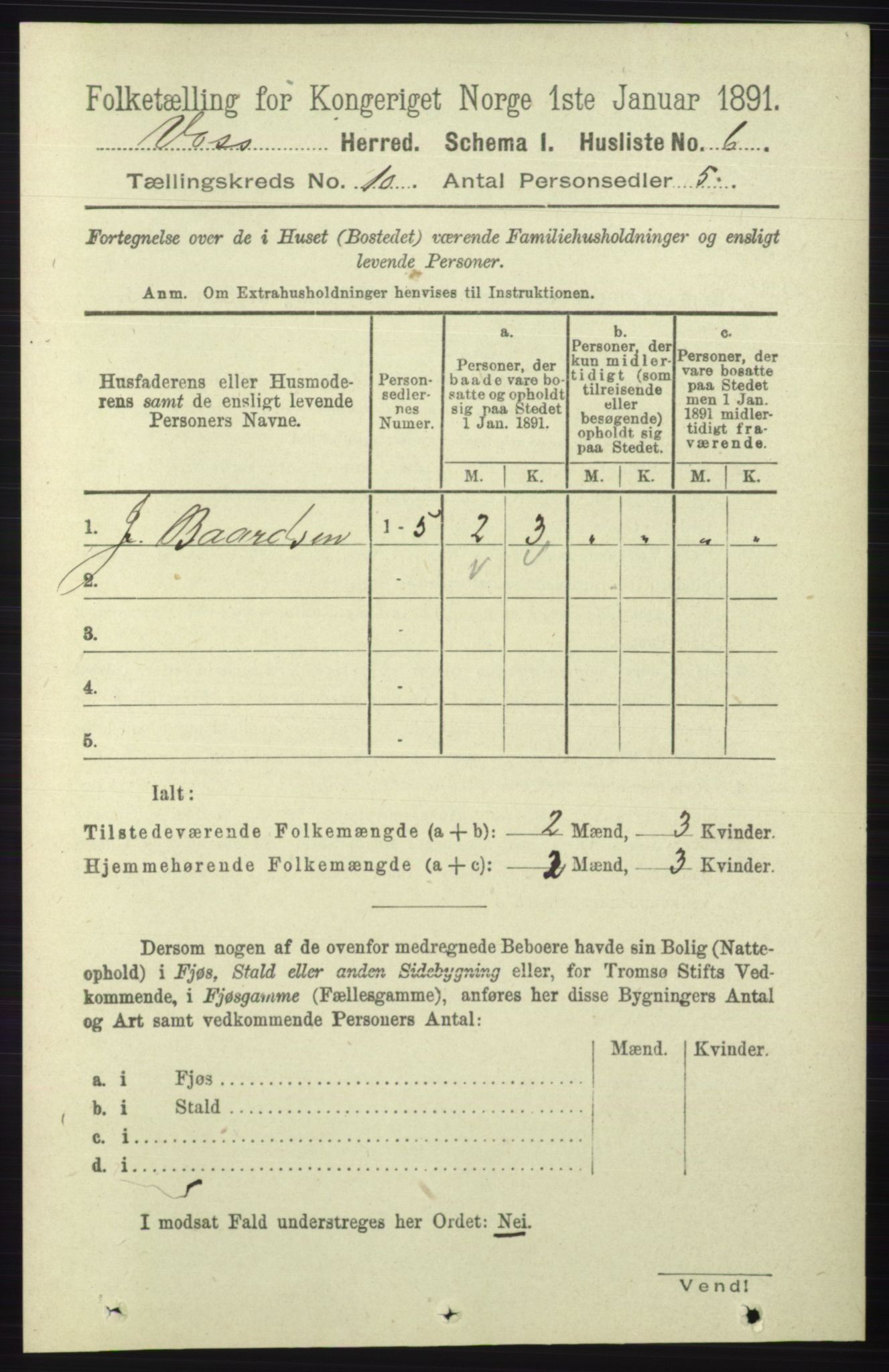 RA, 1891 census for 1235 Voss, 1891, p. 5110