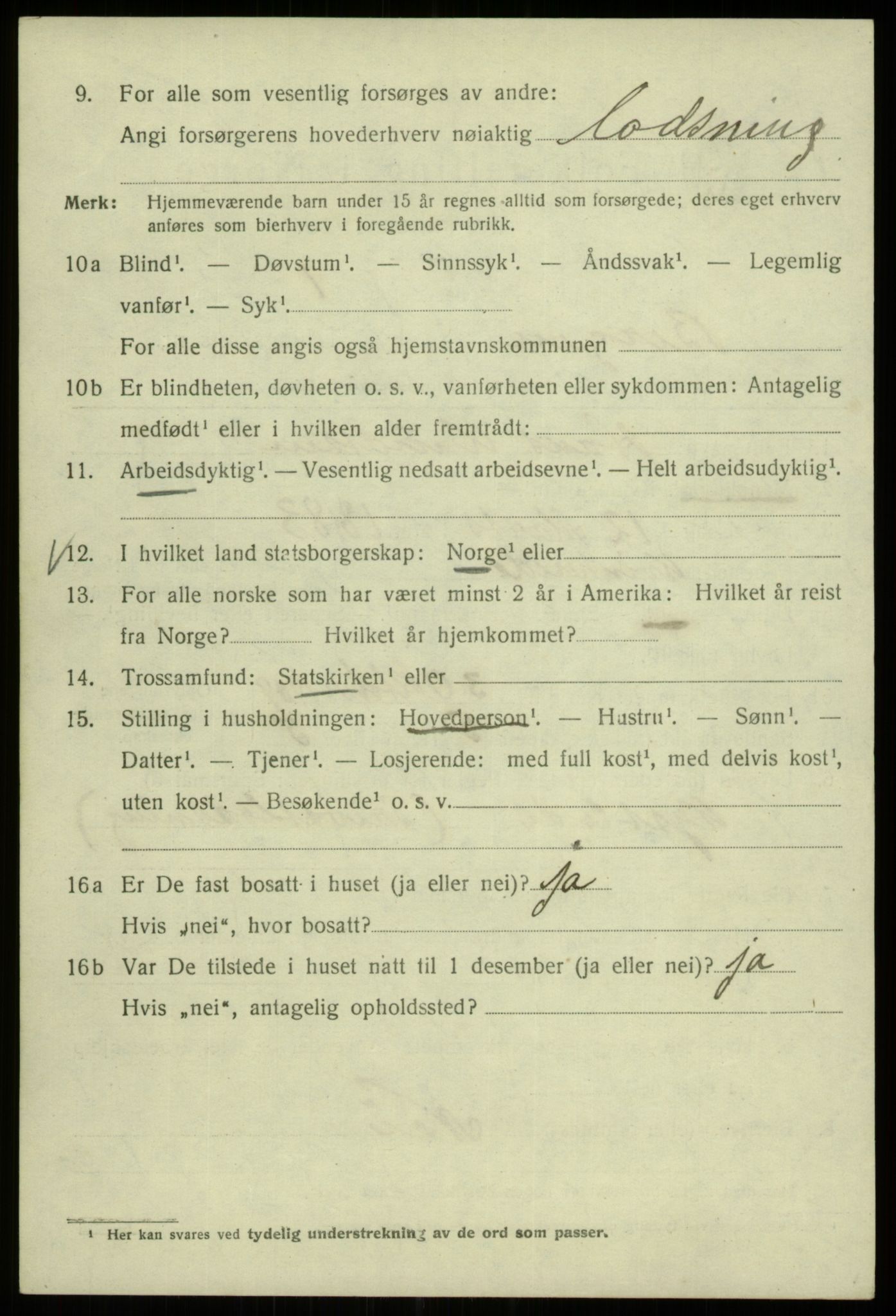 SAB, 1920 census for Bergen, 1920, p. 169560