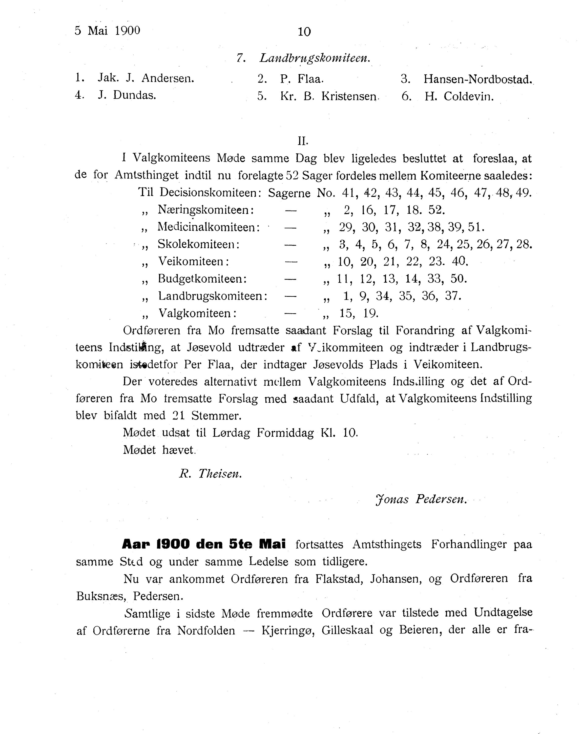 Nordland Fylkeskommune. Fylkestinget, AIN/NFK-17/176/A/Ac/L0023: Fylkestingsforhandlinger 1900, 1900, p. 10