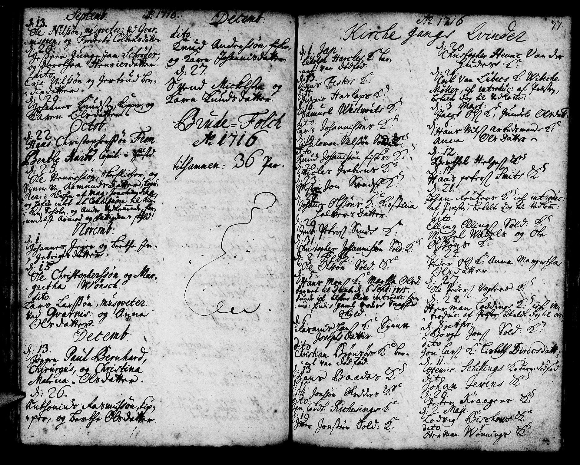 Korskirken sokneprestembete, SAB/A-76101/H/Haa/L0008: Parish register (official) no. A 8, 1698-1747, p. 77