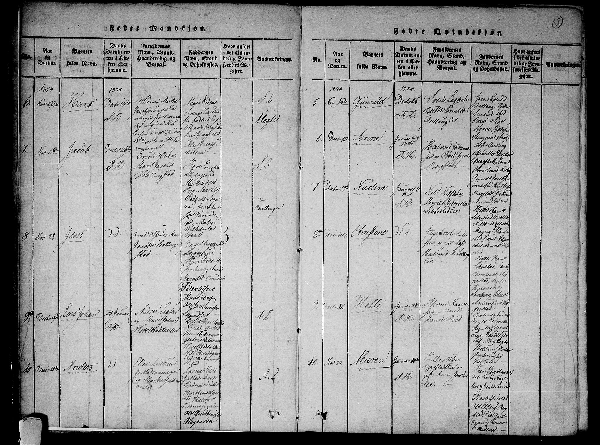Lier kirkebøker, SAKO/A-230/F/Fa/L0009: Parish register (official) no. I 9, 1824-1827, p. 3