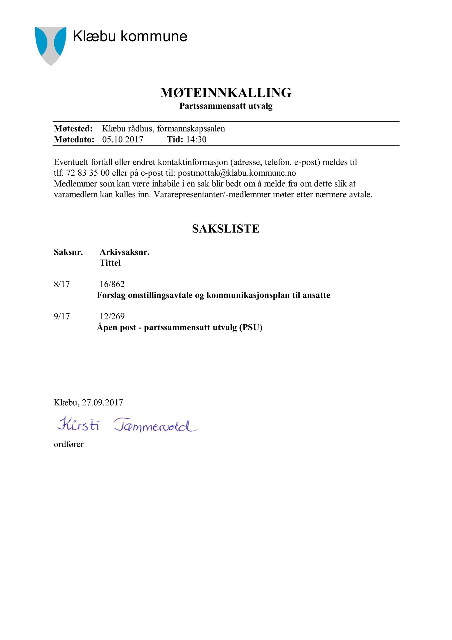 Klæbu Kommune, TRKO/KK/11-PSU/L002: Partssammensatt utvalg - Møtedokumenter, 2017, p. 179