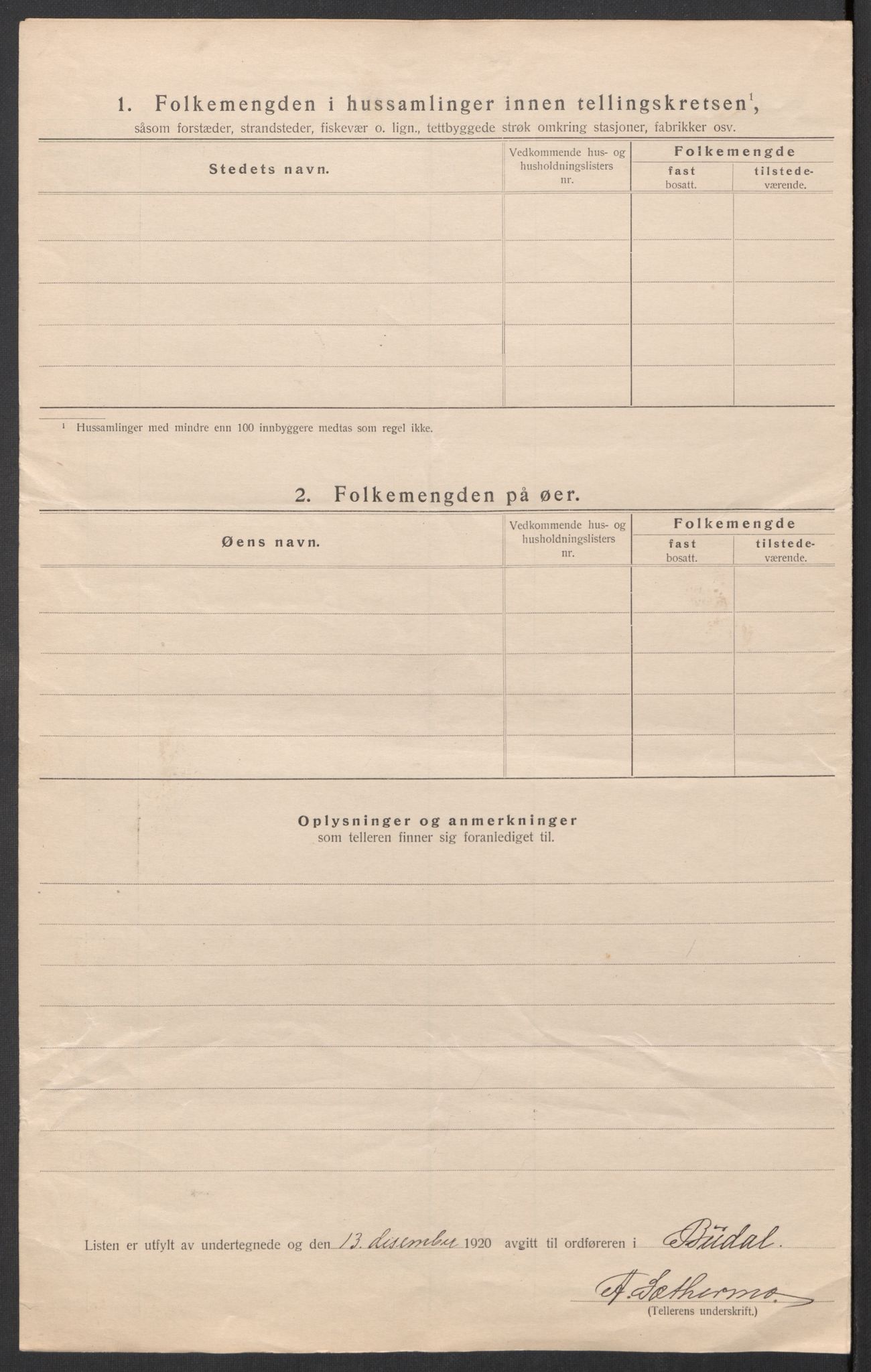 SAT, 1920 census for Budal, 1920, p. 14