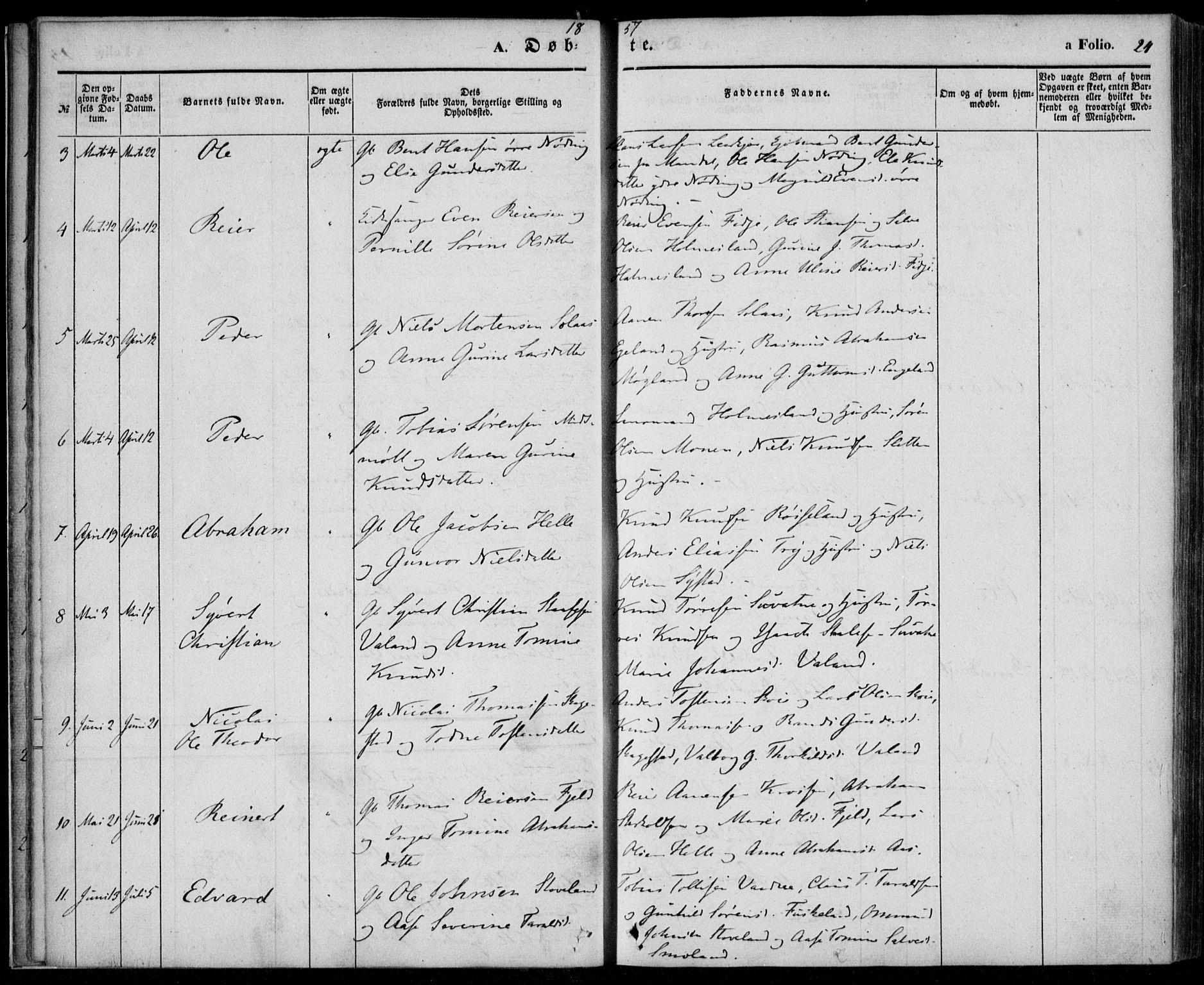 Holum sokneprestkontor, AV/SAK-1111-0022/F/Fa/Faa/L0005: Parish register (official) no. A 5, 1850-1864, p. 24