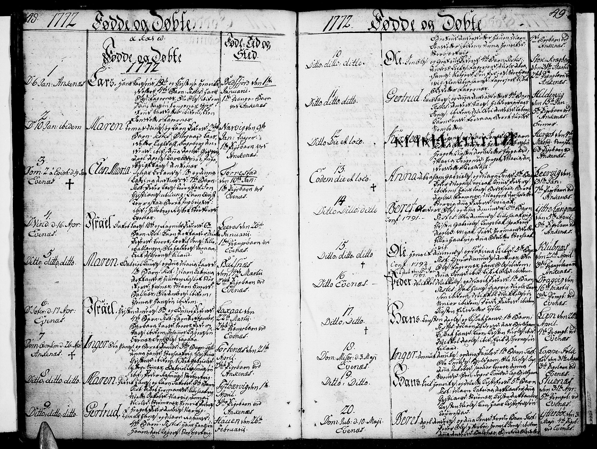 Ministerialprotokoller, klokkerbøker og fødselsregistre - Nordland, AV/SAT-A-1459/863/L0892: Parish register (official) no. 863A04, 1765-1794, p. 48-49