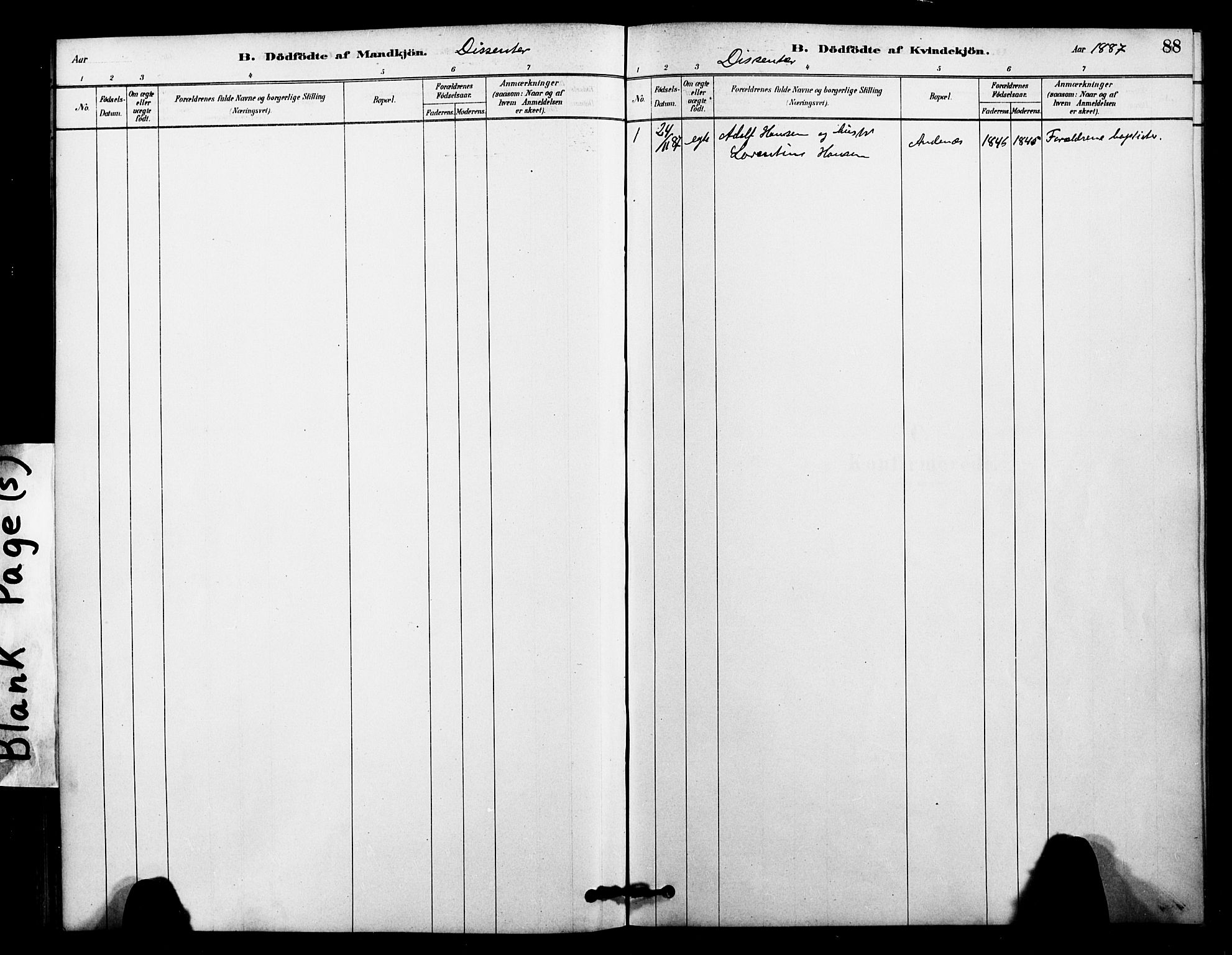 Ministerialprotokoller, klokkerbøker og fødselsregistre - Nordland, SAT/A-1459/899/L1436: Parish register (official) no. 899A04, 1881-1896, p. 88