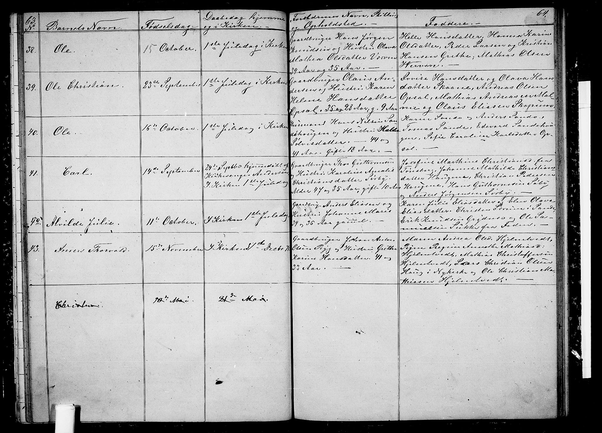 Våle kirkebøker, AV/SAKO-A-334/G/Ga/L0003: Parish register (copy) no. I 3, 1863-1874, p. 63-64