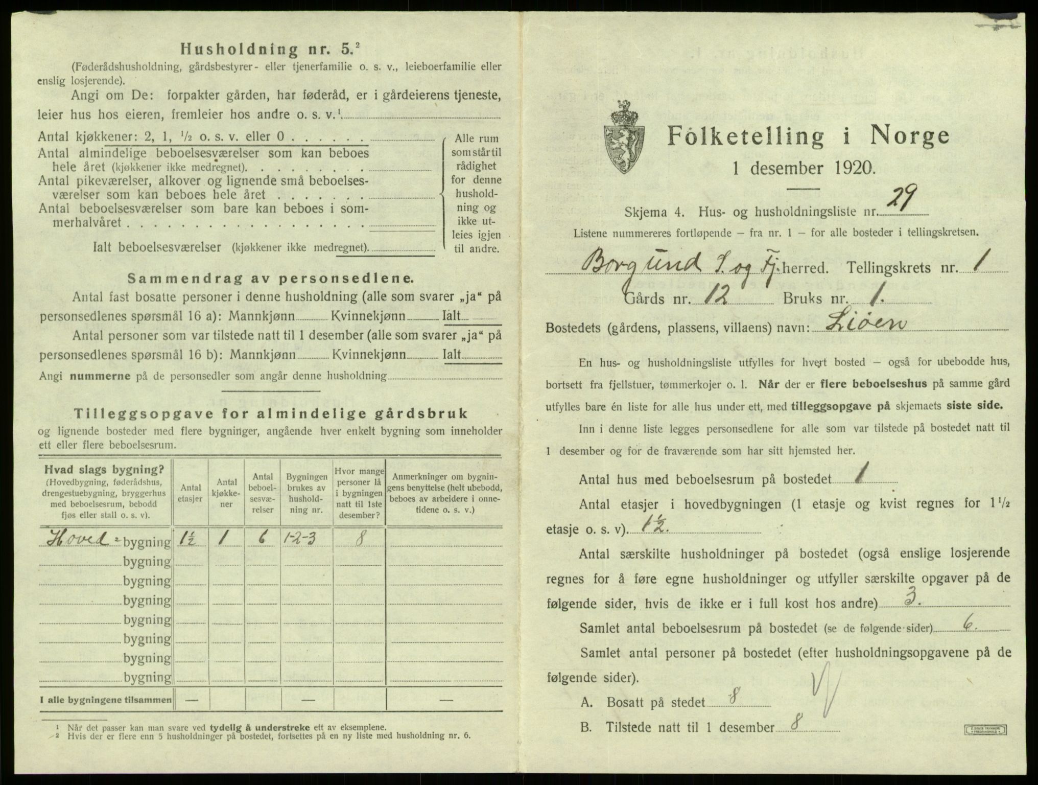 SAB, 1920 census for Borgund, 1920, p. 74