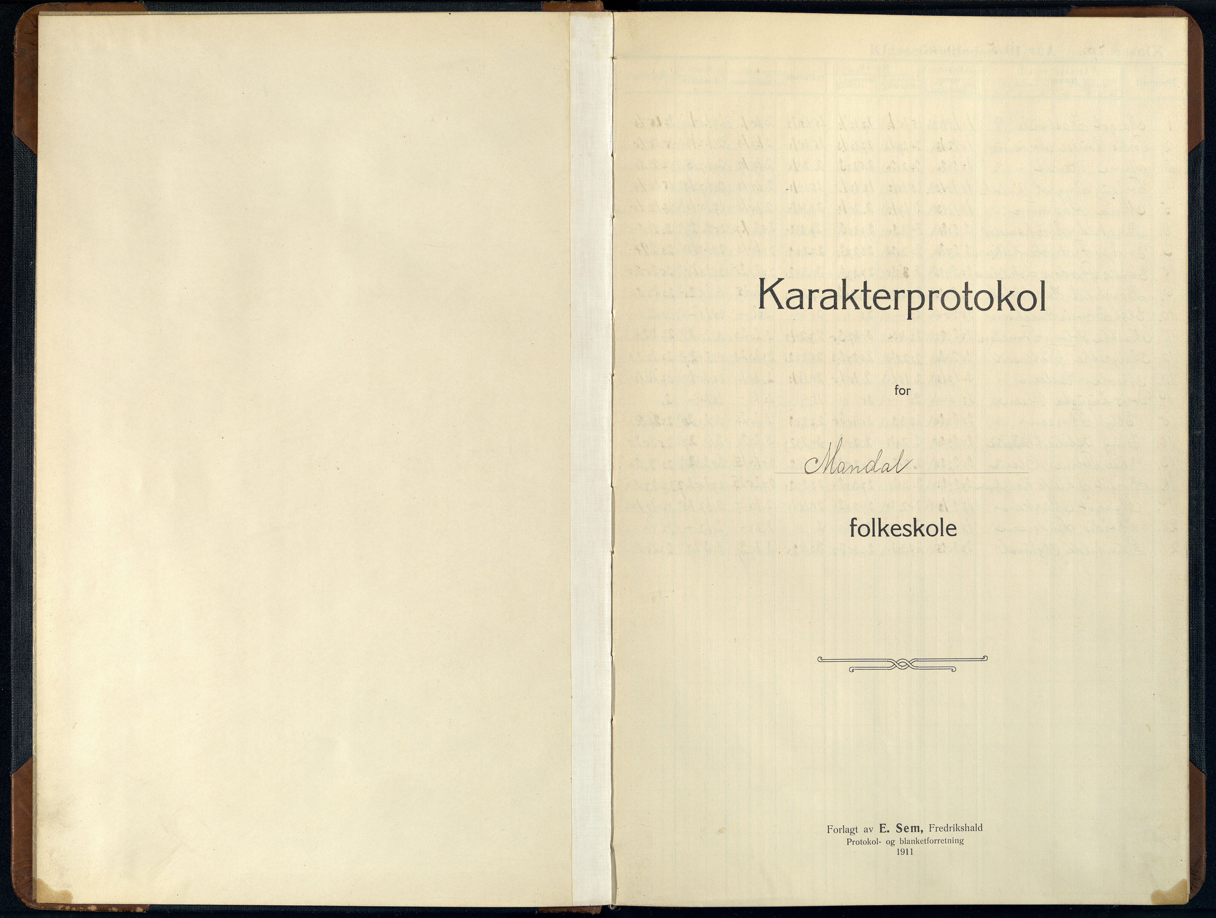 Mandal By - Mandal Allmueskole/Folkeskole/Skole, ARKSOR/1002MG551/G/L0022: Karakterprotokoll, 1915-1924