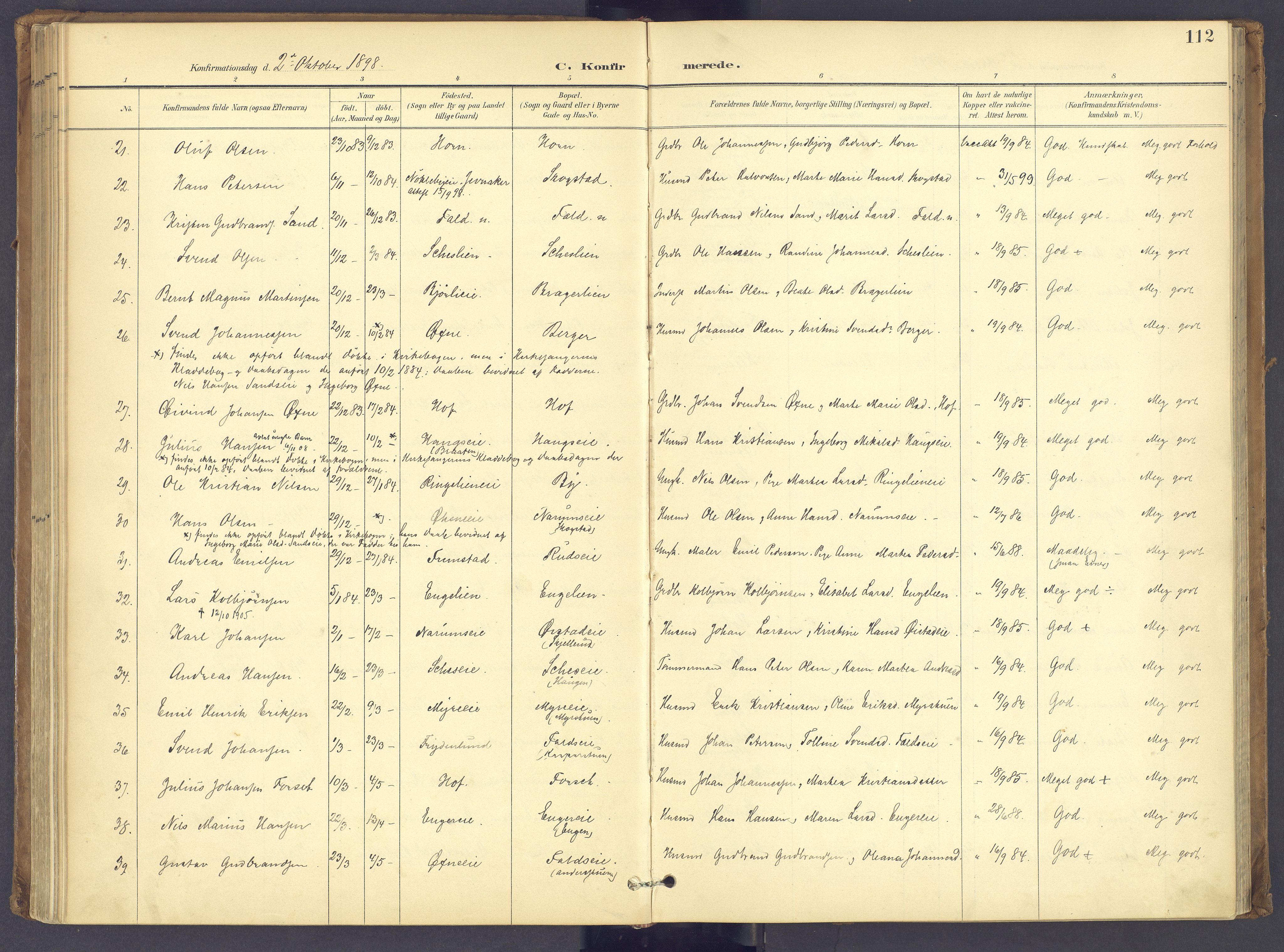 Søndre Land prestekontor, AV/SAH-PREST-122/K/L0006: Parish register (official) no. 6, 1895-1904, p. 112