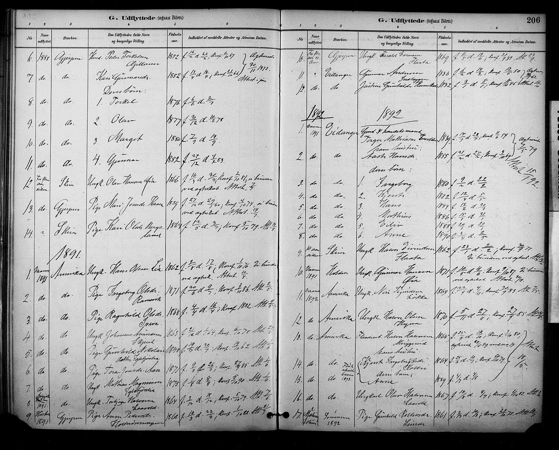 Sauherad kirkebøker, SAKO/A-298/F/Fa/L0009: Parish register (official) no. I 9, 1887-1912, p. 206
