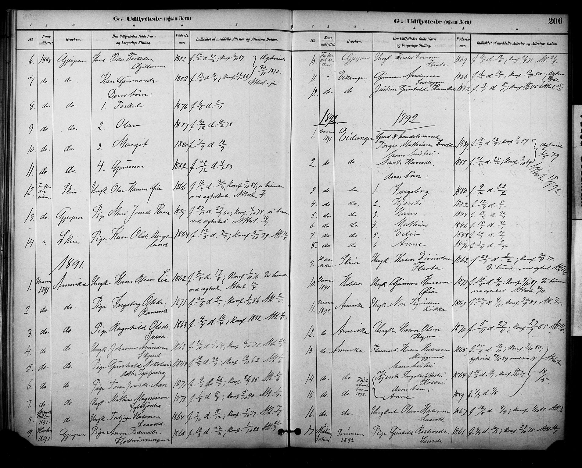 Sauherad kirkebøker, AV/SAKO-A-298/F/Fa/L0009: Parish register (official) no. I 9, 1887-1912, p. 206