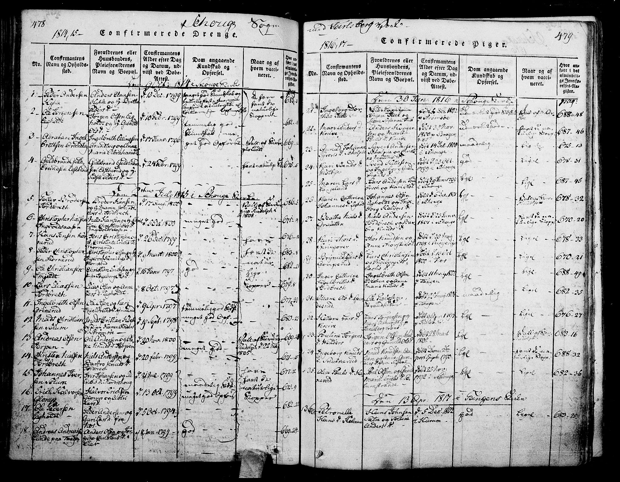 Skoger kirkebøker, SAKO/A-59/F/Fa/L0002: Parish register (official) no. I 2 /1, 1814-1842, p. 478-479