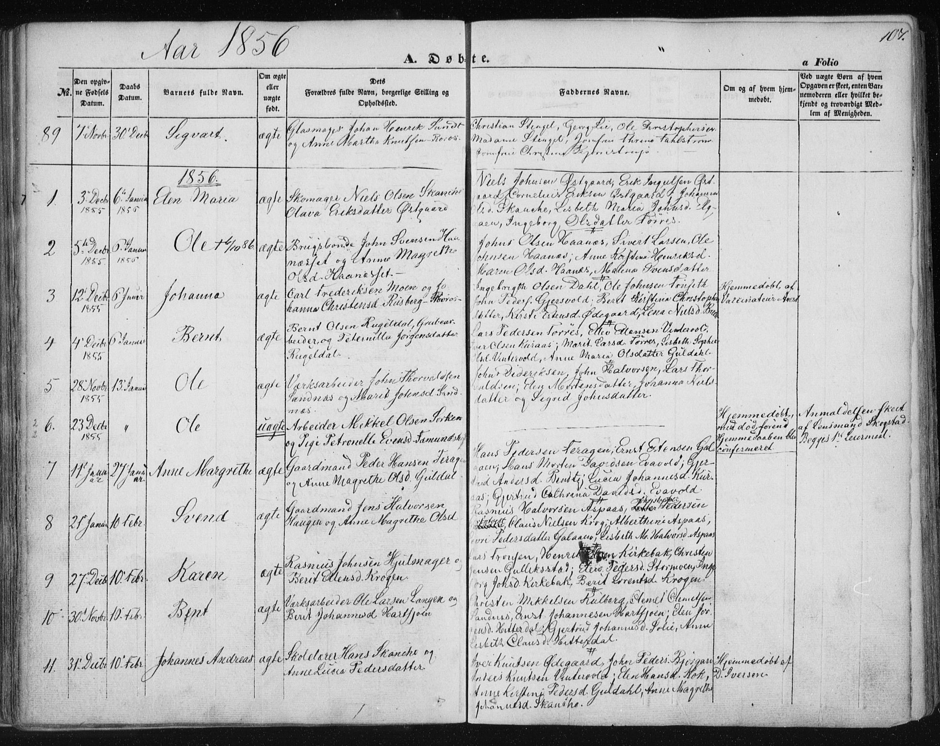Ministerialprotokoller, klokkerbøker og fødselsregistre - Sør-Trøndelag, SAT/A-1456/681/L0931: Parish register (official) no. 681A09, 1845-1859, p. 107