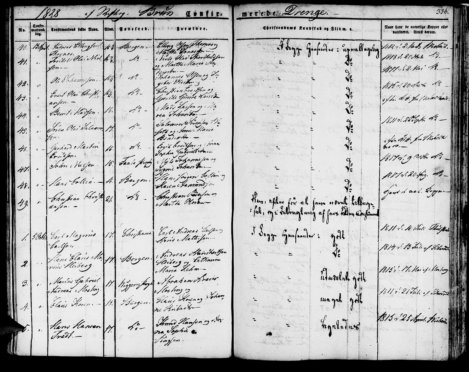 Domkirken sokneprestembete, AV/SAB-A-74801/H/Haa/L0012: Parish register (official) no. A 12, 1821-1840, p. 336