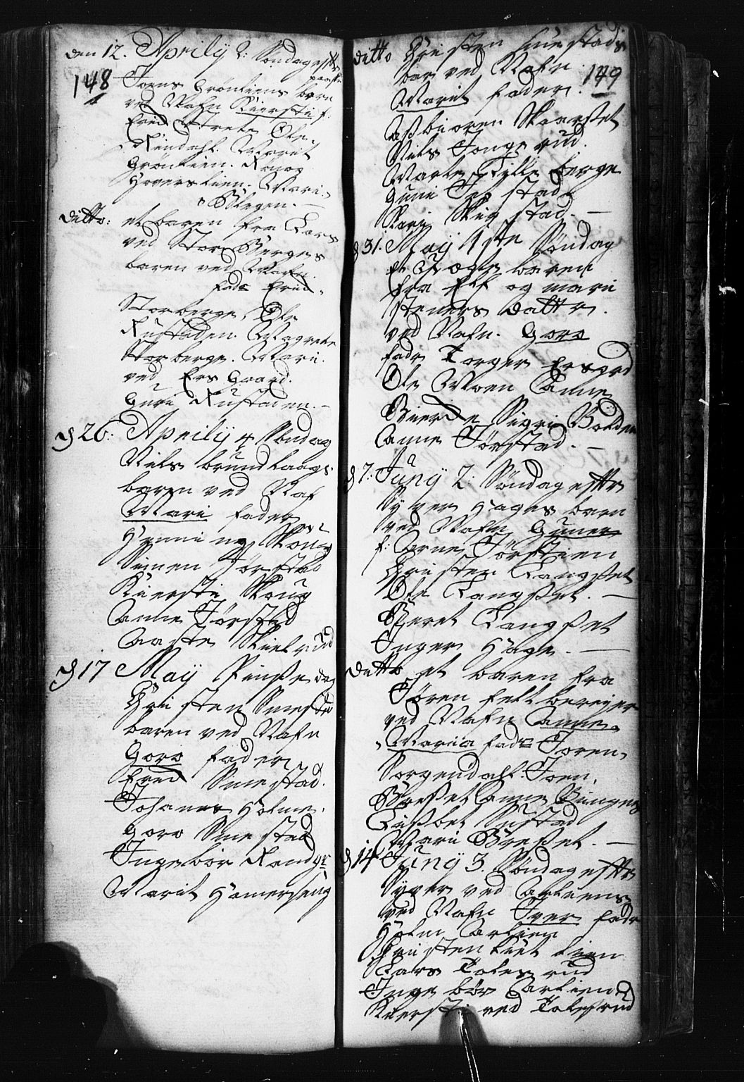 Fåberg prestekontor, AV/SAH-PREST-086/H/Ha/Hab/L0001: Parish register (copy) no. 1, 1727-1767, p. 148-149