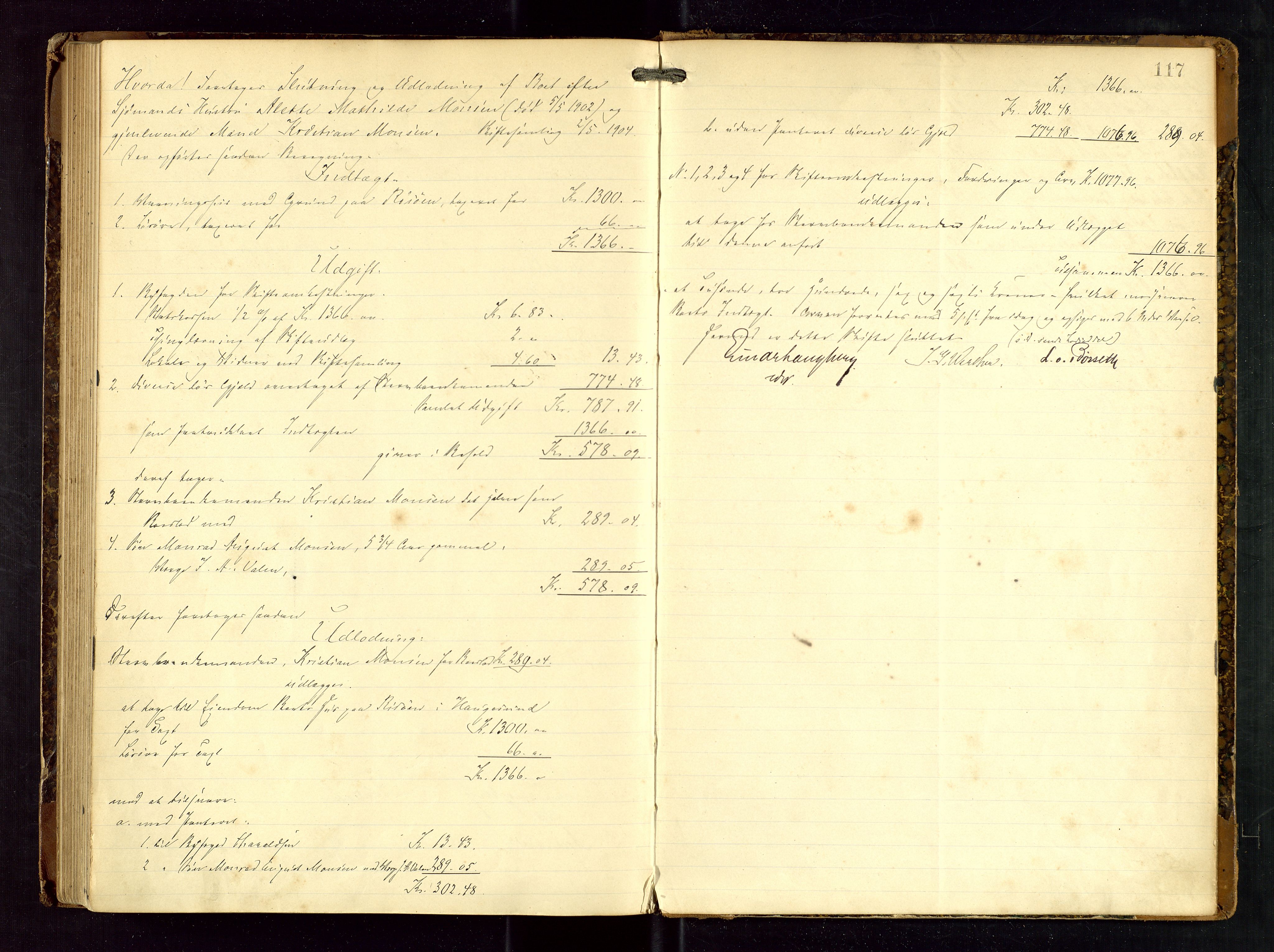 Haugesund tingrett, AV/SAST-A-101415/01/IV/IVD/L0001: Skifteutlodningsprotokoll, med register, 1897-1904, p. 116b-117a